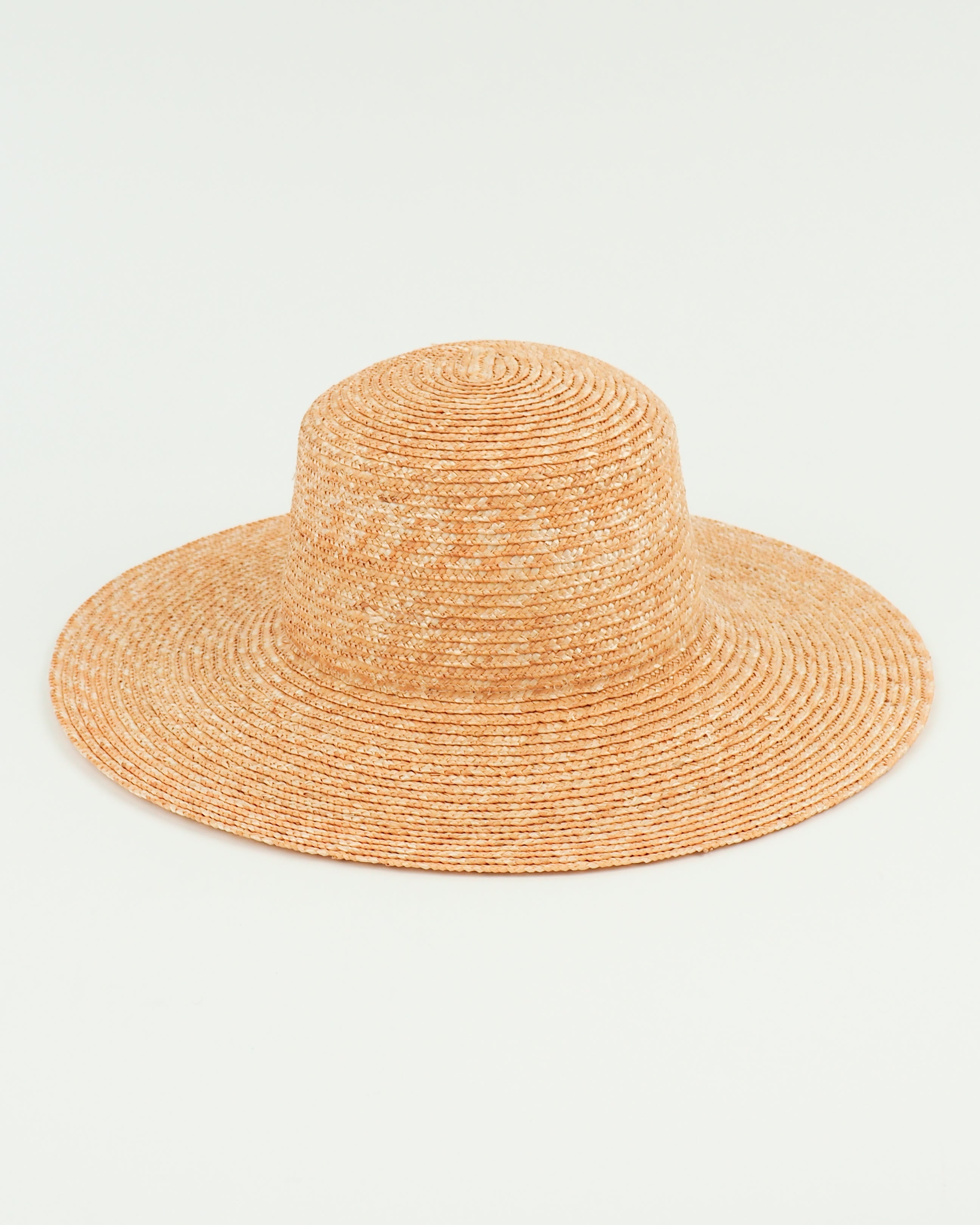 Medium Brim Flat Top Hat in Sand Straw - CLYDE