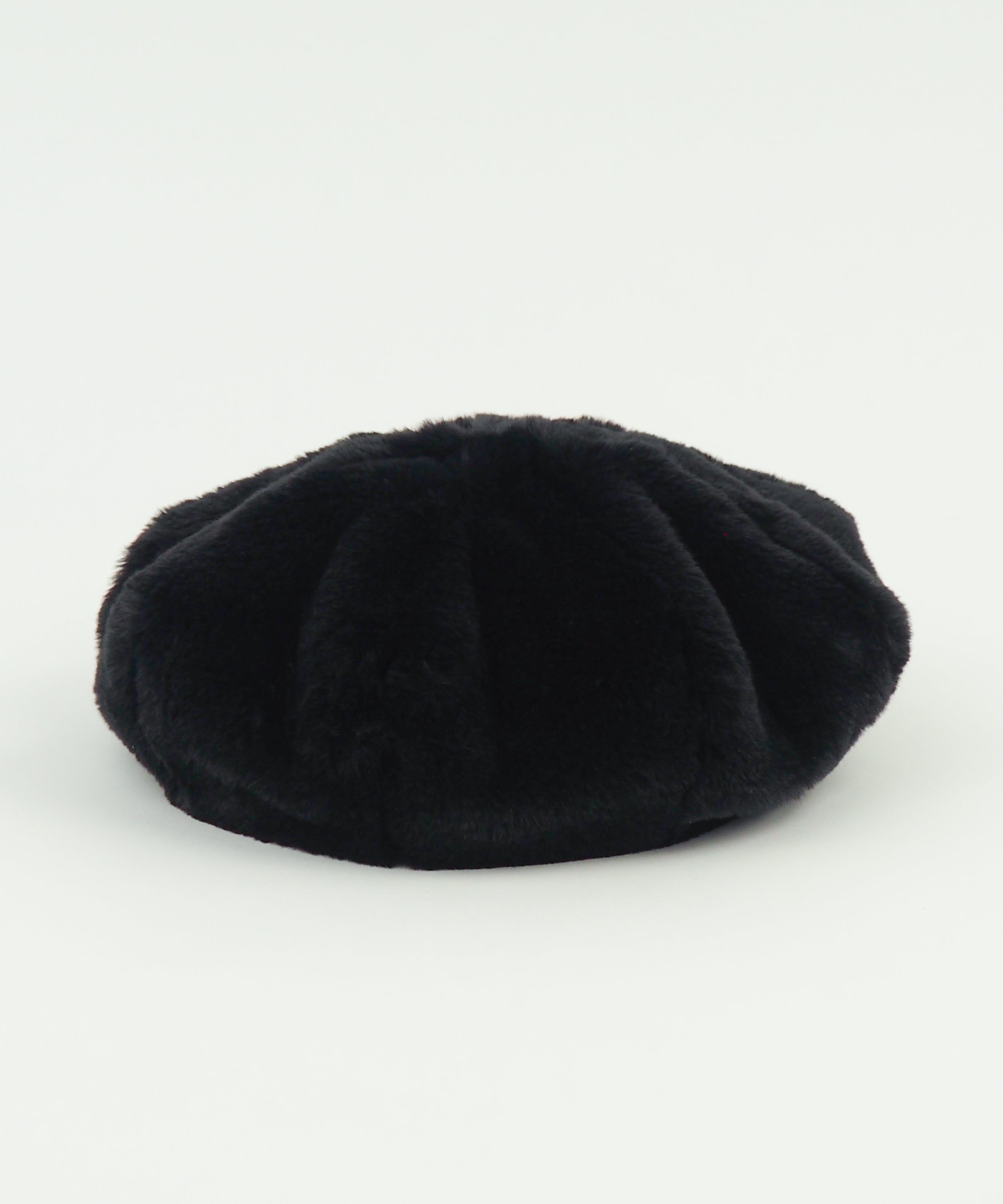 Faux Fur Beret in Black - CLYDE