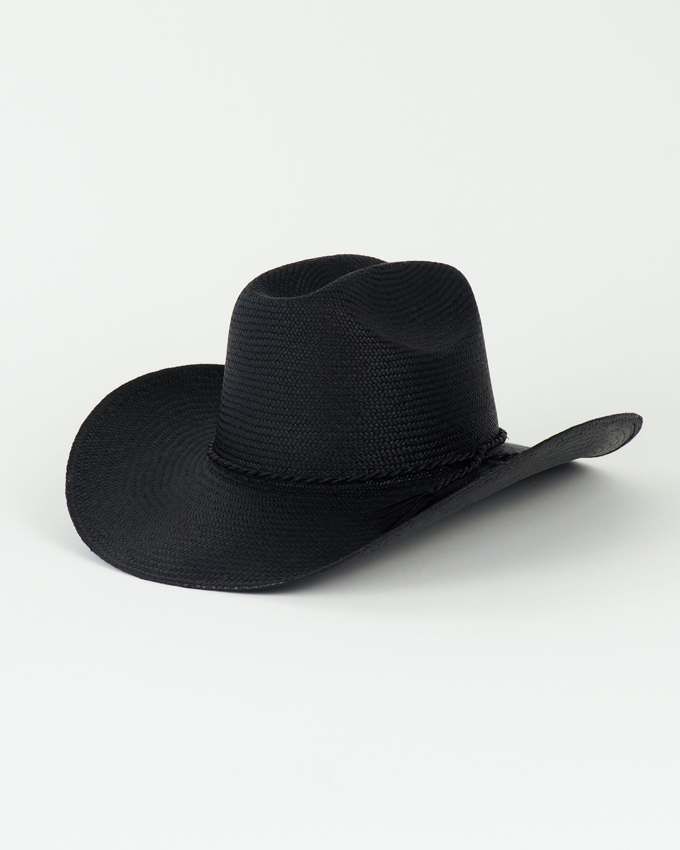 Cowboy Hat in Black Toquilla Straw - CLYDE