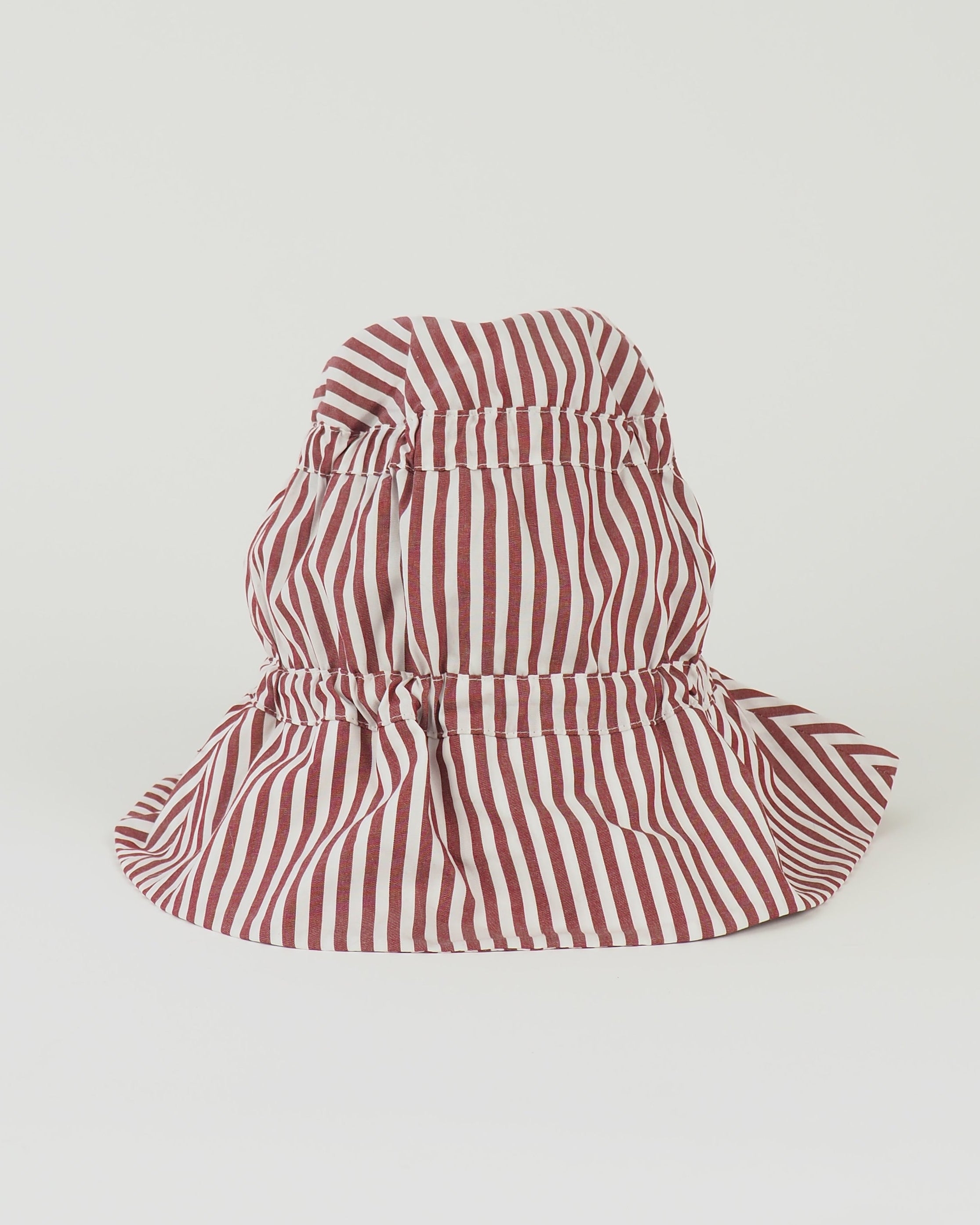 Moth Hat in Wine White Stripe Poplin - CLYDE