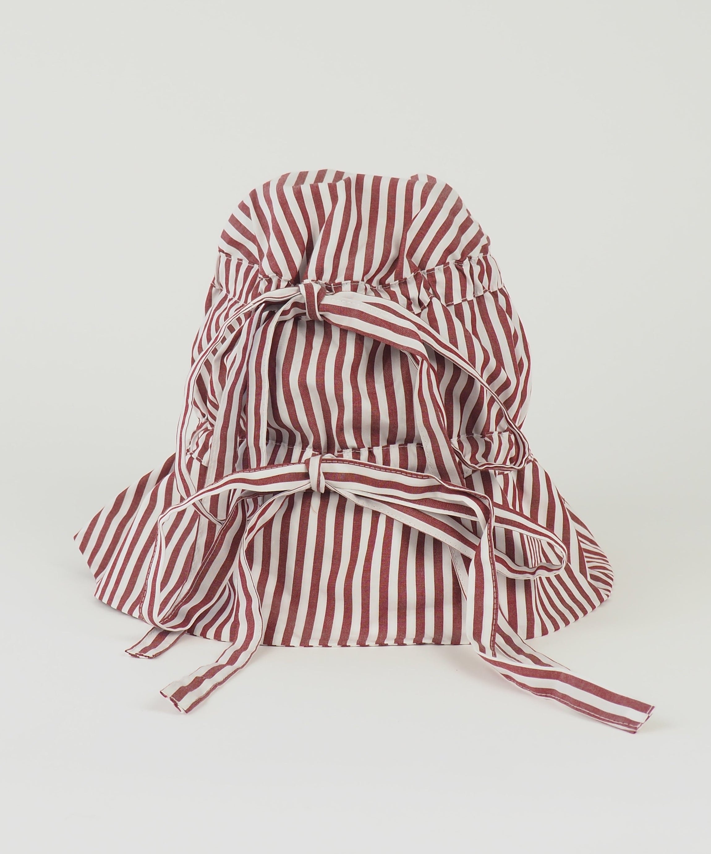 Moth Hat in Wine White Stripe Poplin - CLYDE