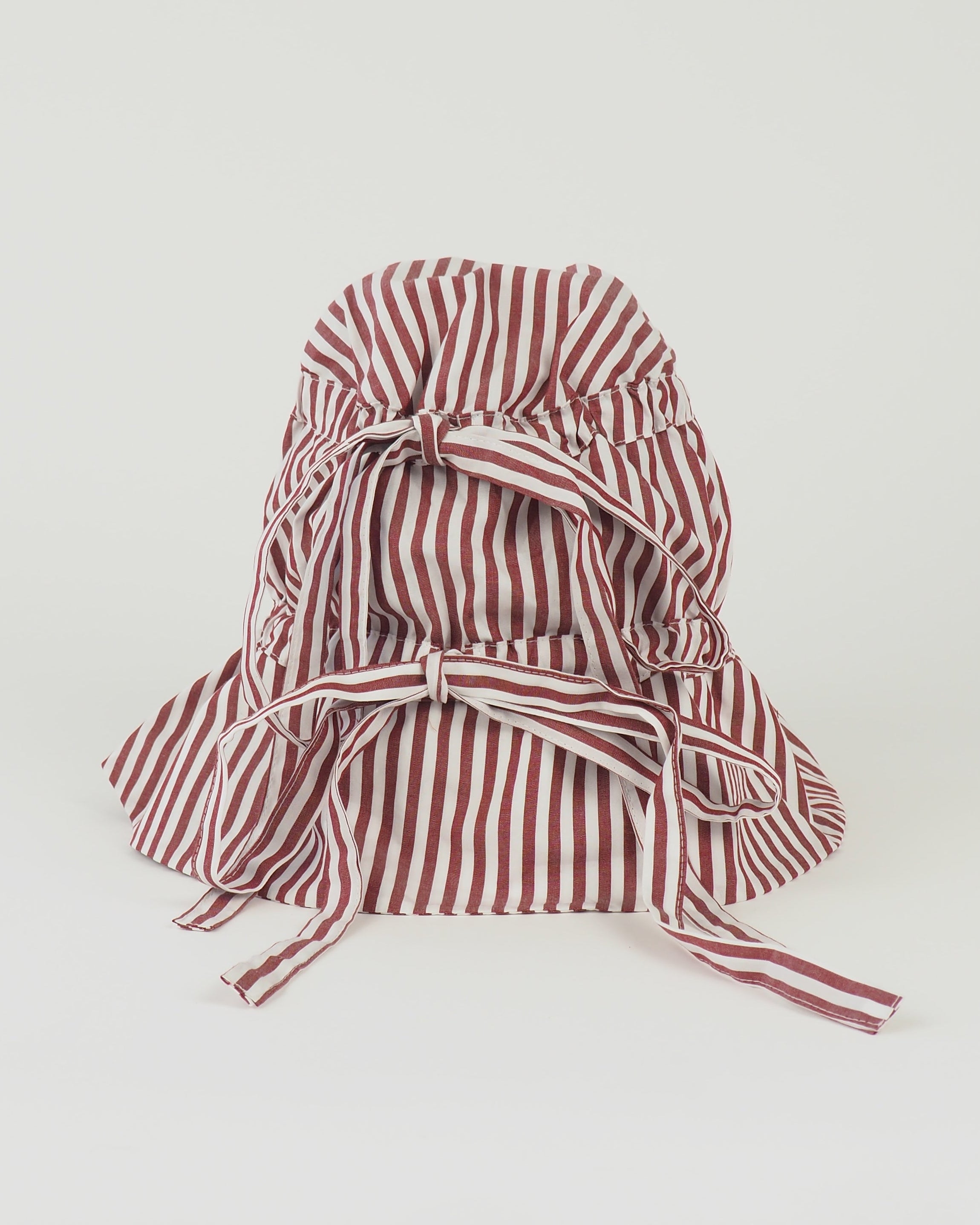 Moth Hat in Wine White Stripe Poplin - CLYDE