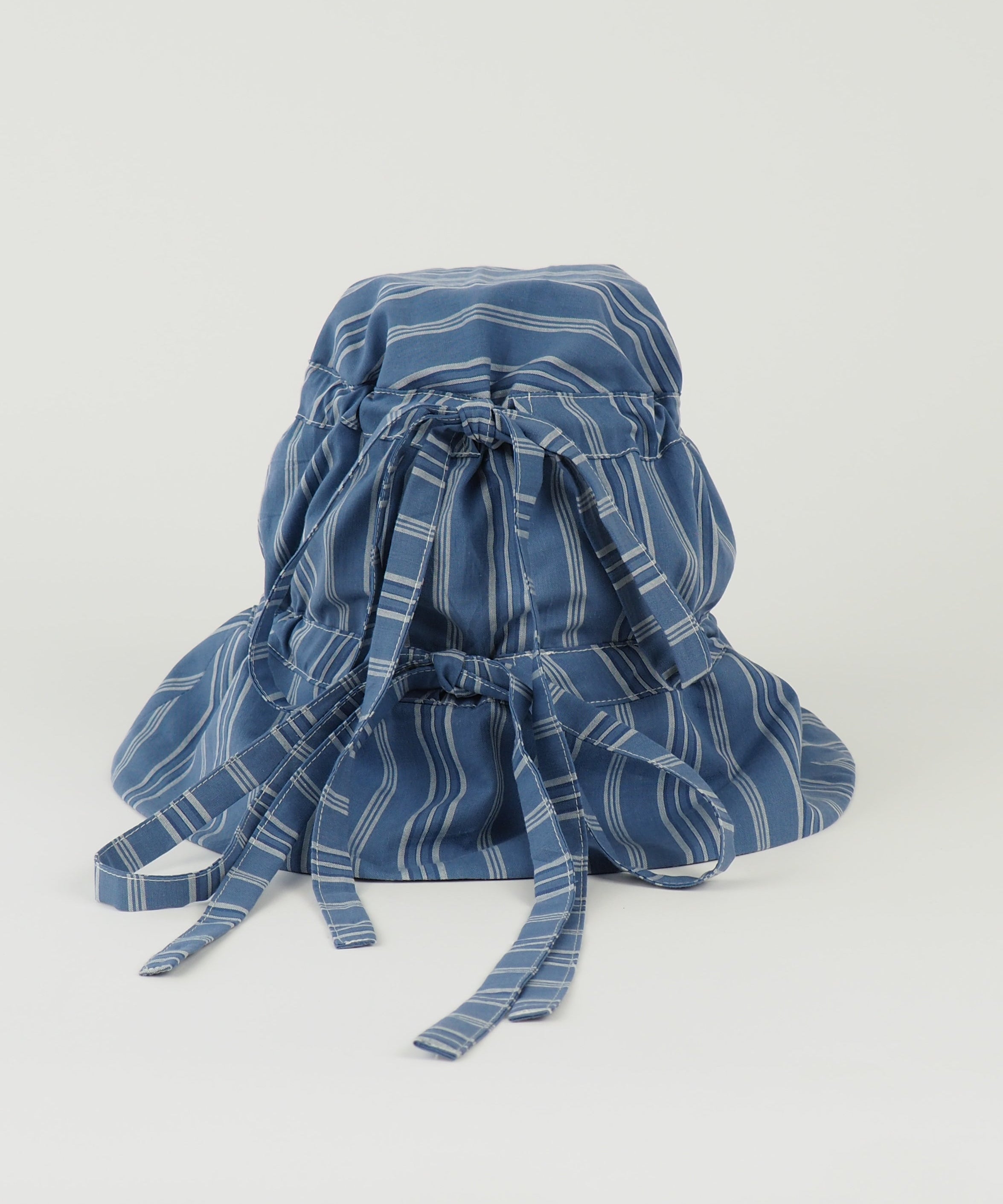 Moth Hat in Blue Stripe Poplin - CLYDE