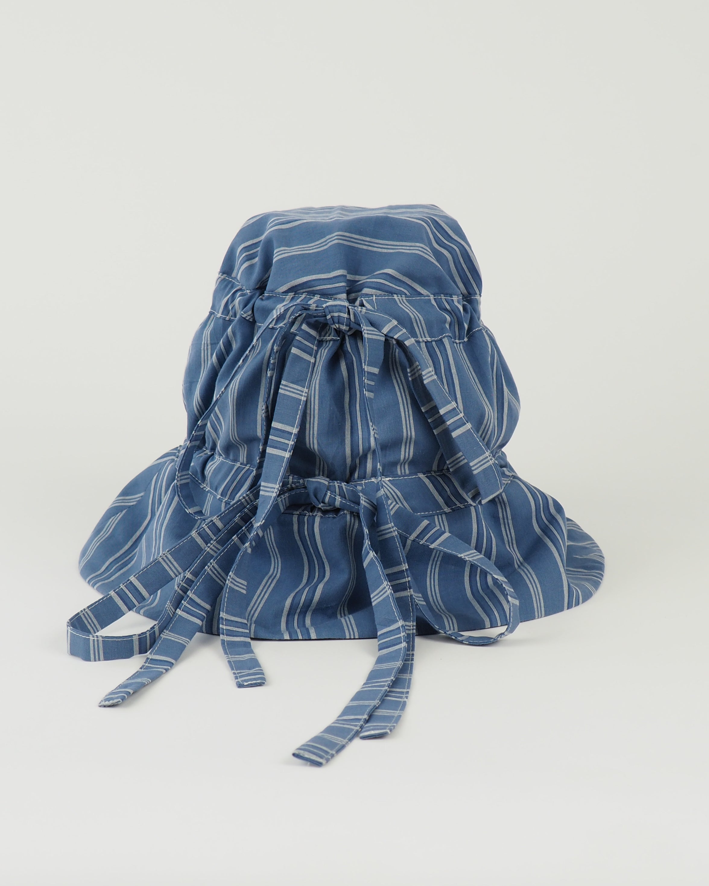 Moth Hat in Blue Stripe Poplin - CLYDE