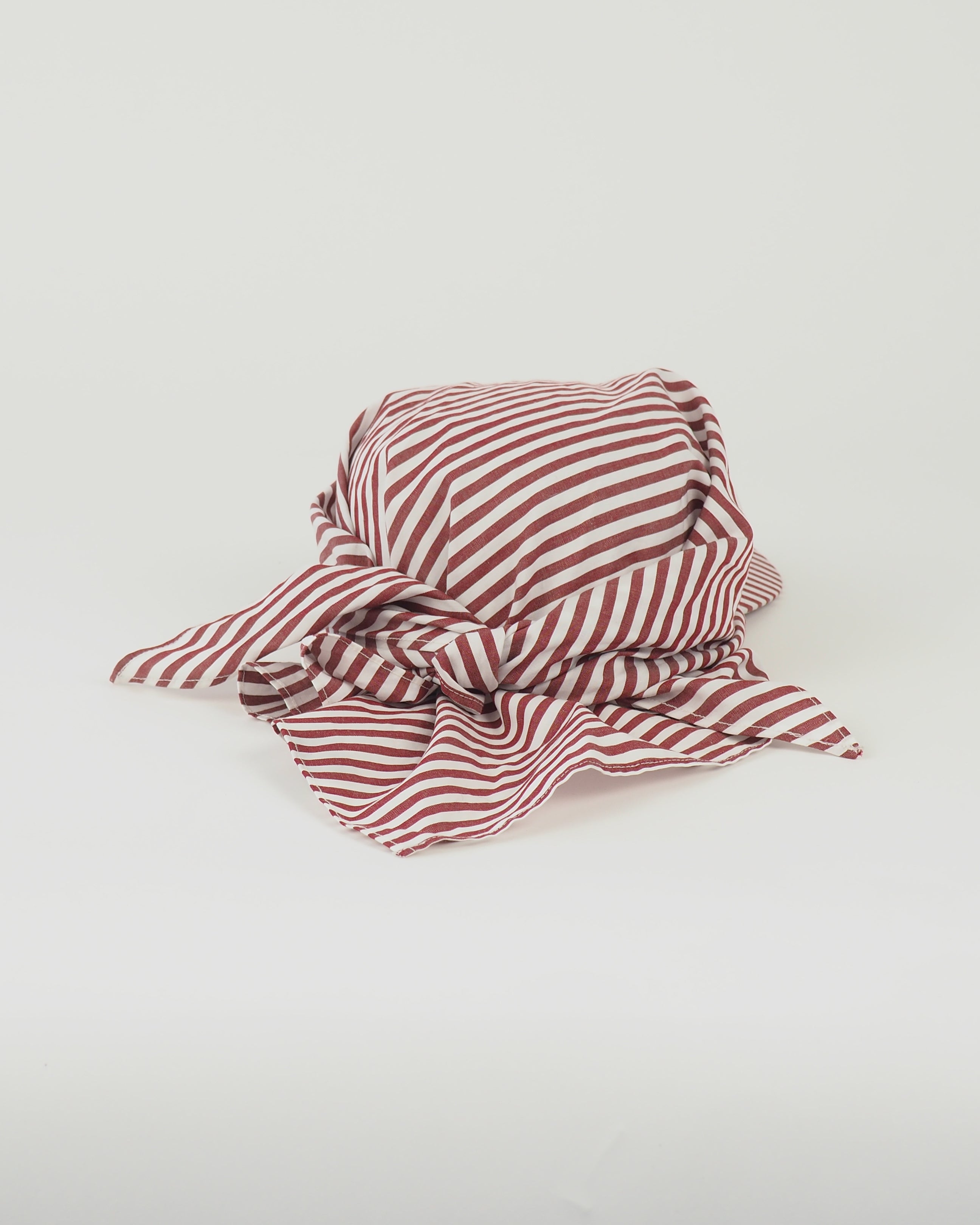Brim Scarf in Wine White Stripe Poplin - CLYDE