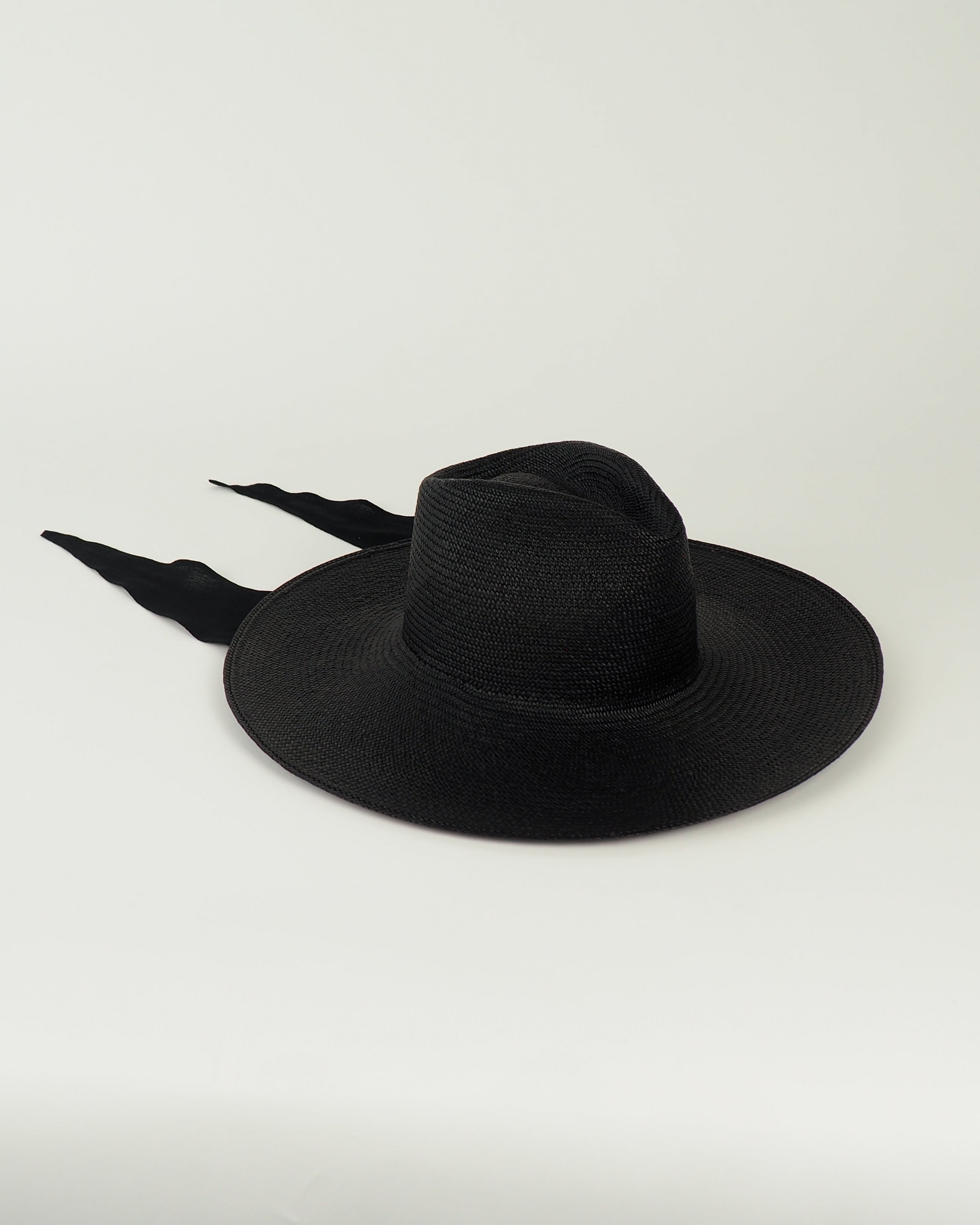 Caro Hat w. Neck Shade in Black Toquilla Straw - CLYDE
