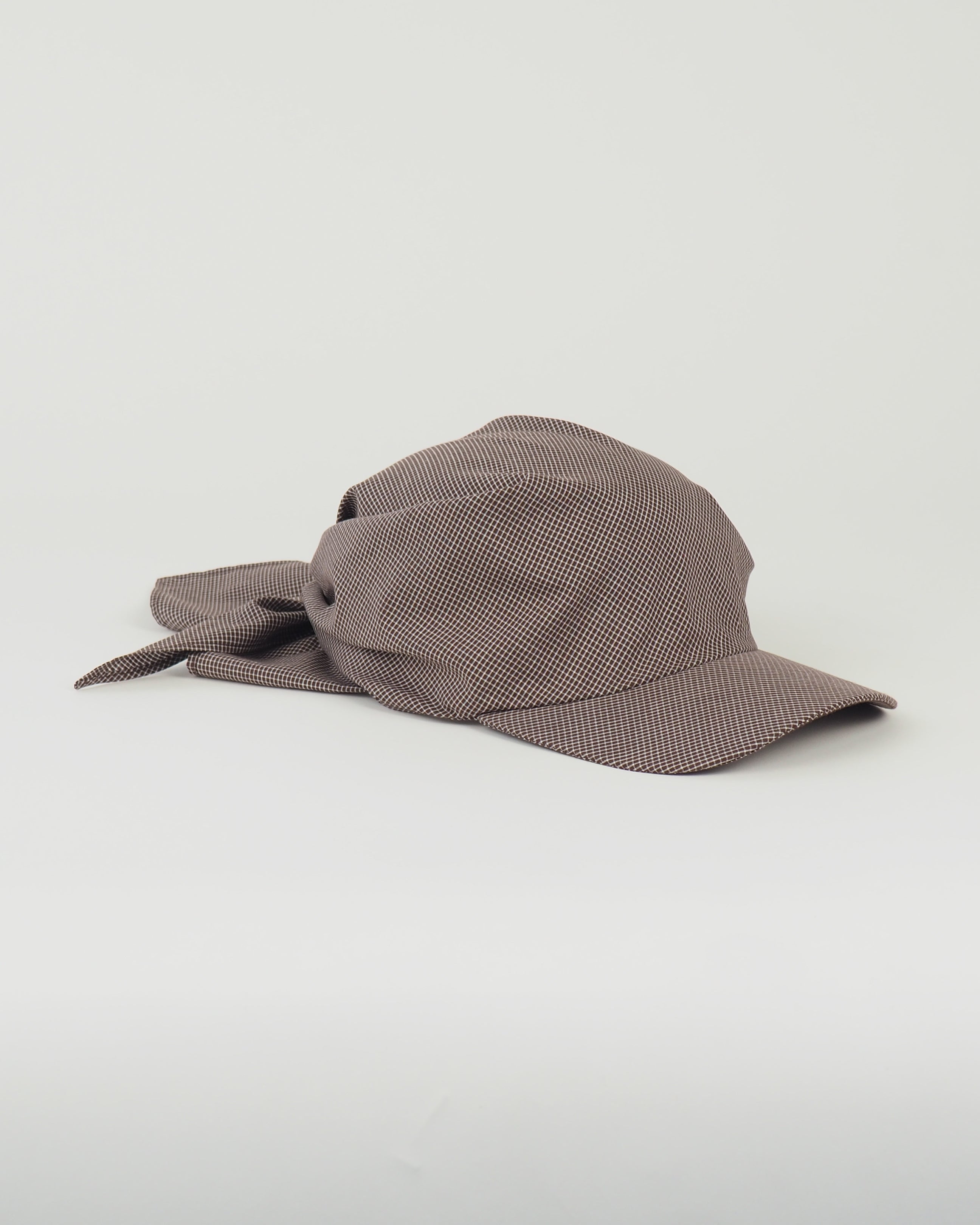 Brim Scarf in Chocolate Gingham Poplin - CLYDE