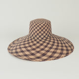 Ozone Hat in Grey & Slate Gingham Toquilla Straw - CLYDE
