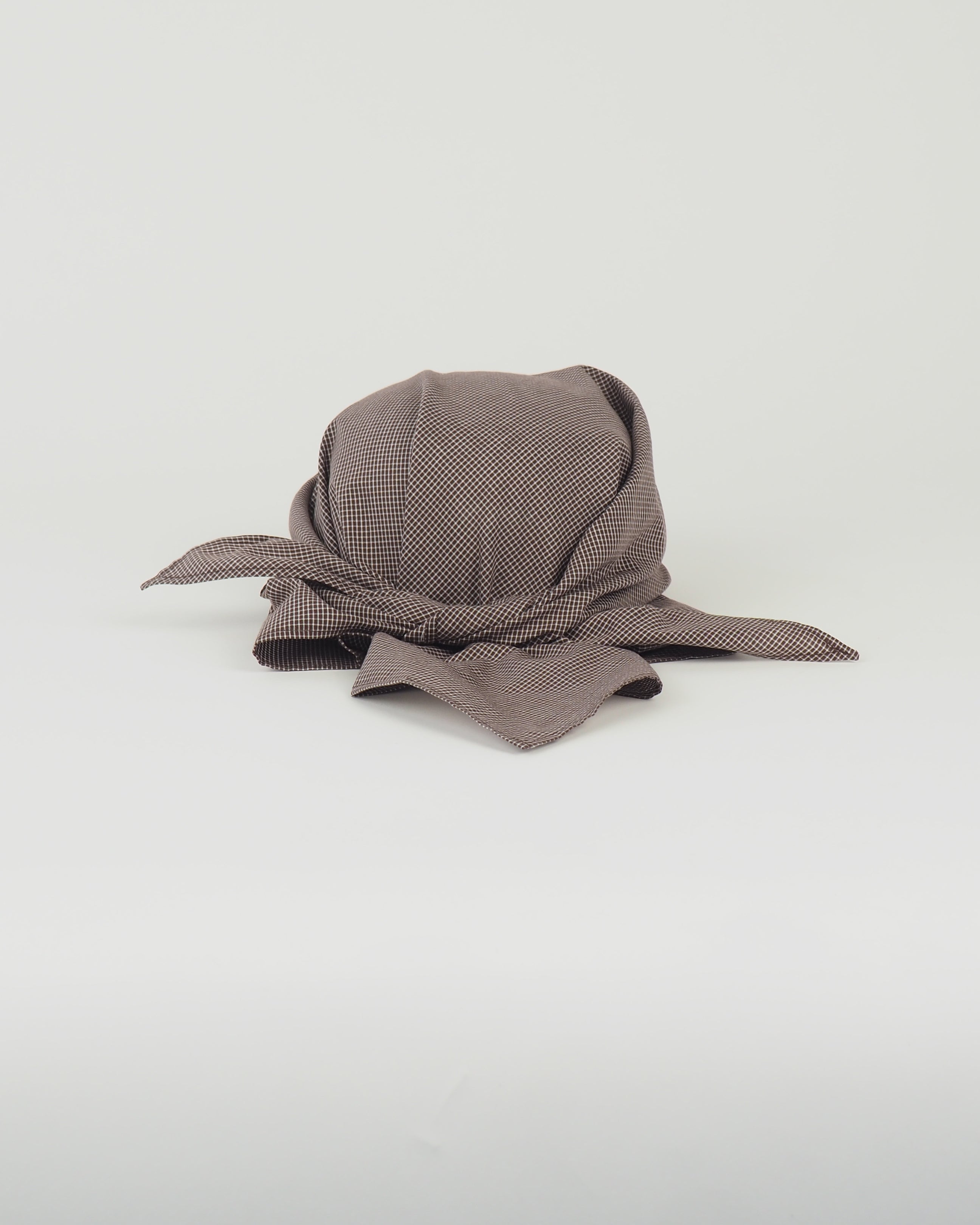 Brim Scarf in Chocolate Gingham Poplin - CLYDE