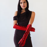 Racing Gloves in Red Nappa Lambskin w. Black Stripes - CLYDE