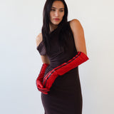Racing Gloves in Red Nappa Lambskin w. Black Stripes - CLYDE