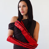 Racing Gloves in Red Nappa Lambskin w. Black Stripes - CLYDE