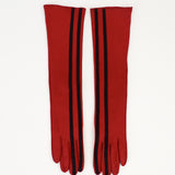 Racing Gloves in Red Nappa Lambskin w. Black Stripes - CLYDE