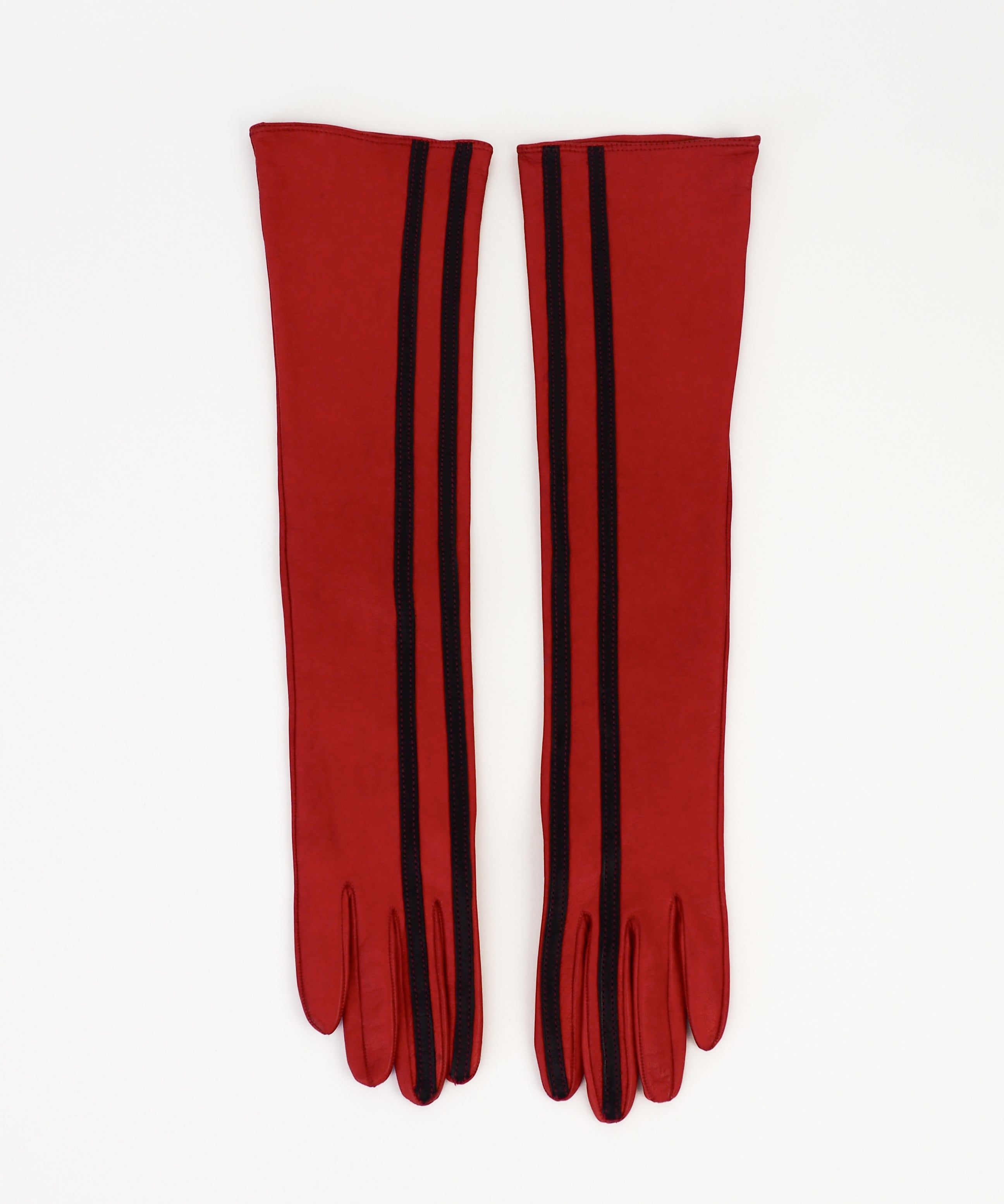 Racing Gloves in Red Nappa Lambskin w. Black Stripes - CLYDE
