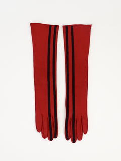 Racing Gloves in Red Nappa Lambskin w. Black Stripes - CLYDE
