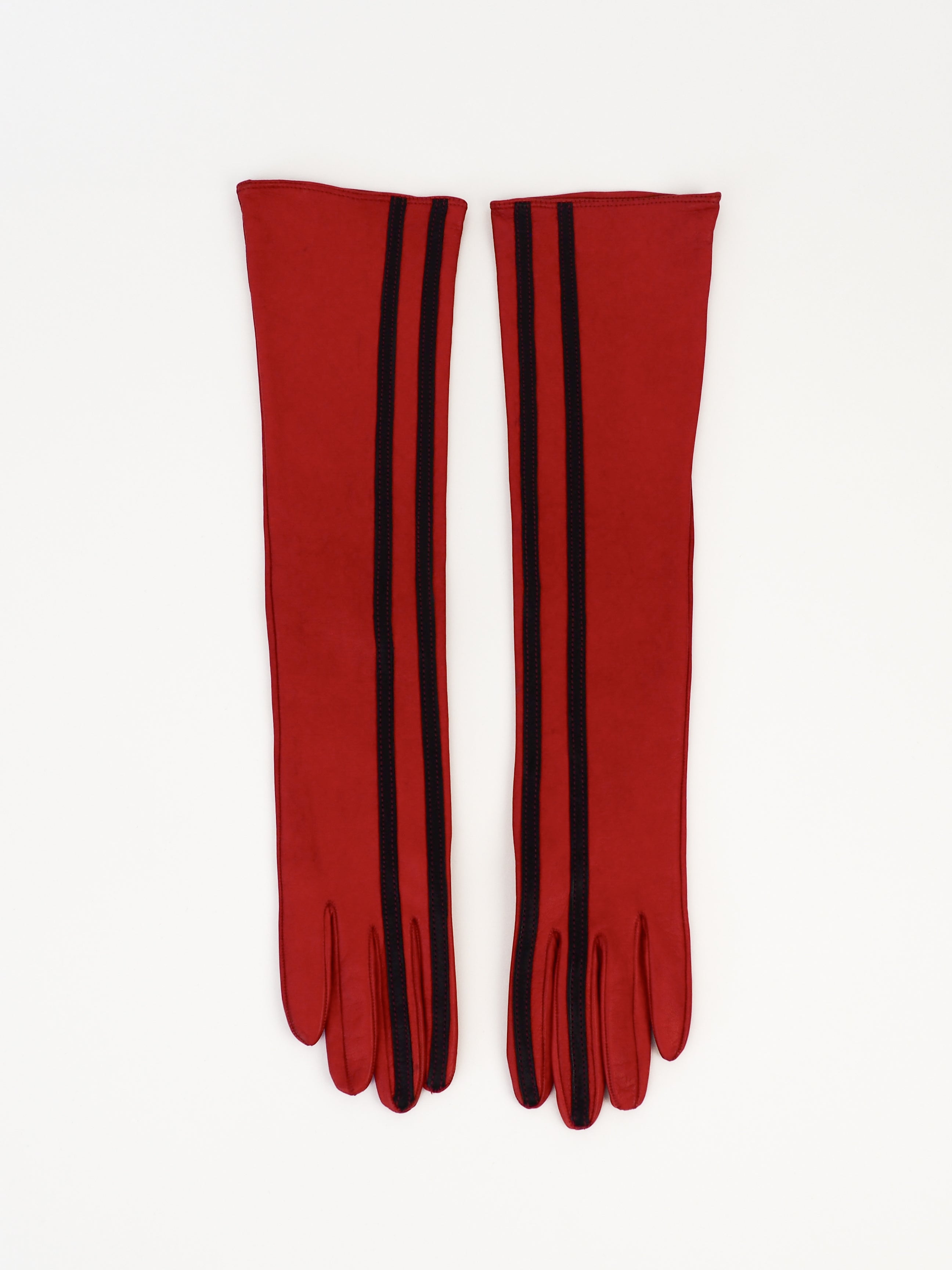 Racing Gloves in Red Nappa Lambskin w. Black Stripes - CLYDE