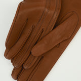 Racing Gloves in Caramel Nappa Lambskin w. Tonal Stripes - CLYDE