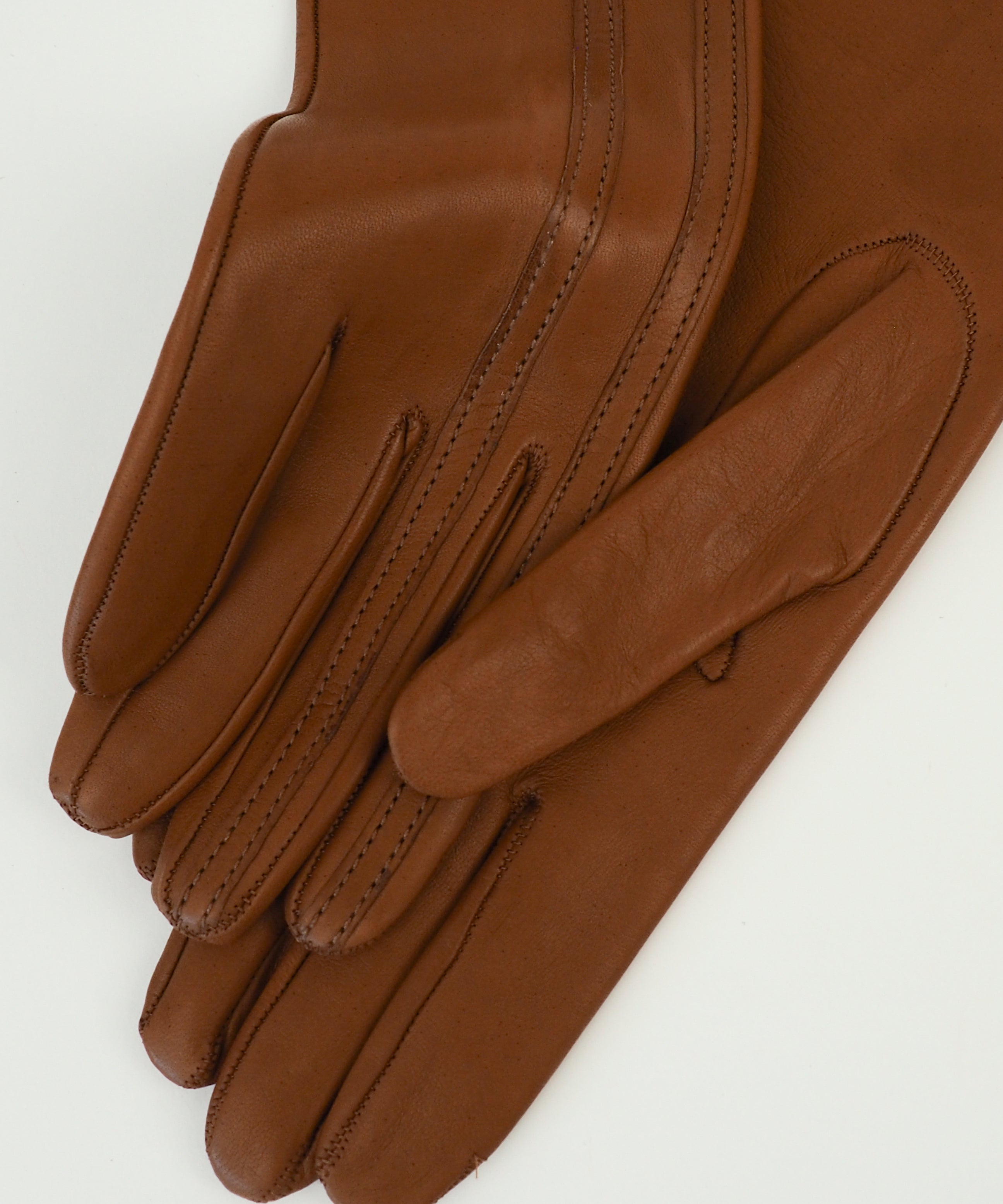 Racing Gloves in Caramel Nappa Lambskin w. Tonal Stripes - CLYDE
