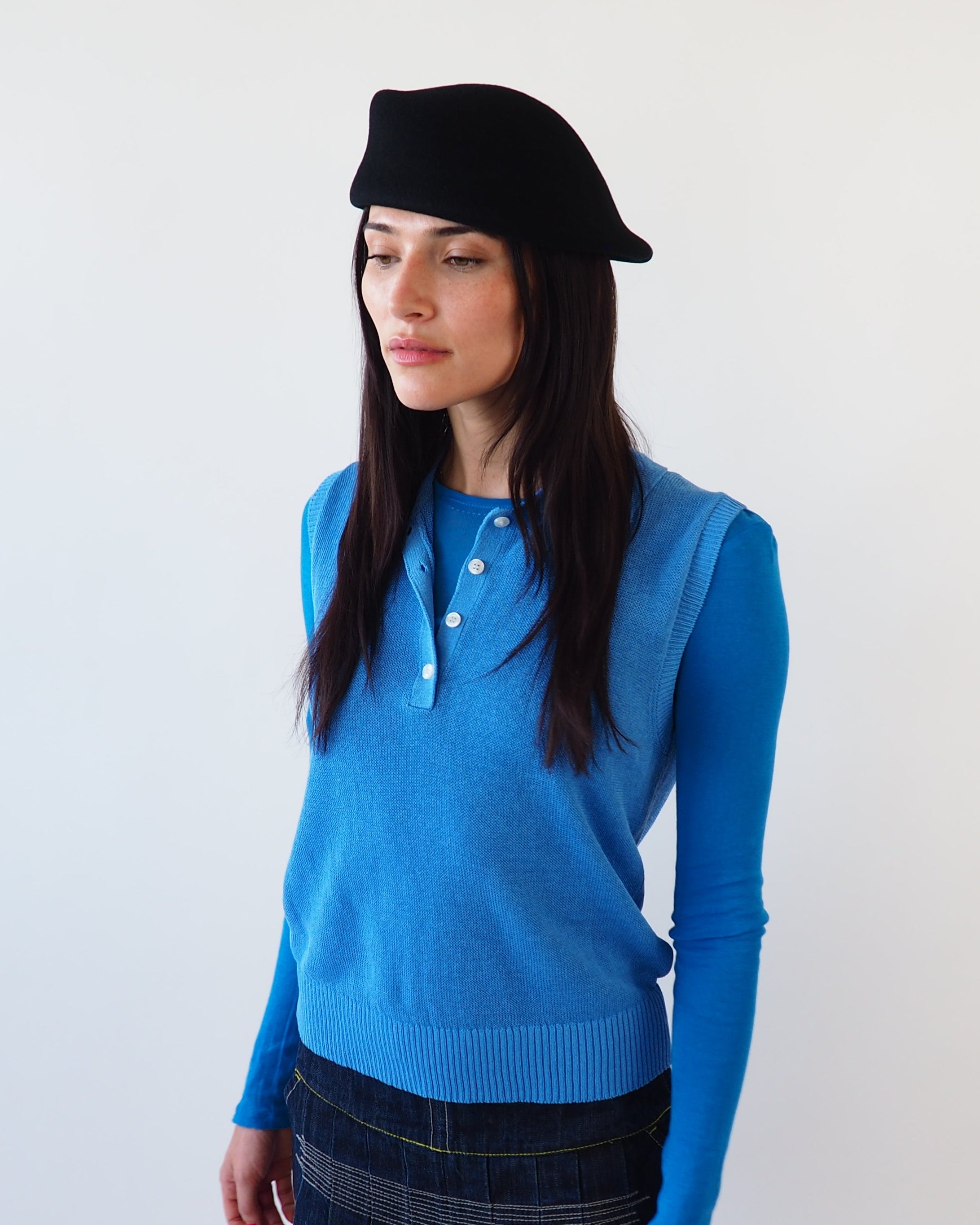 Sazy Beret in Black Wool - CLYDE