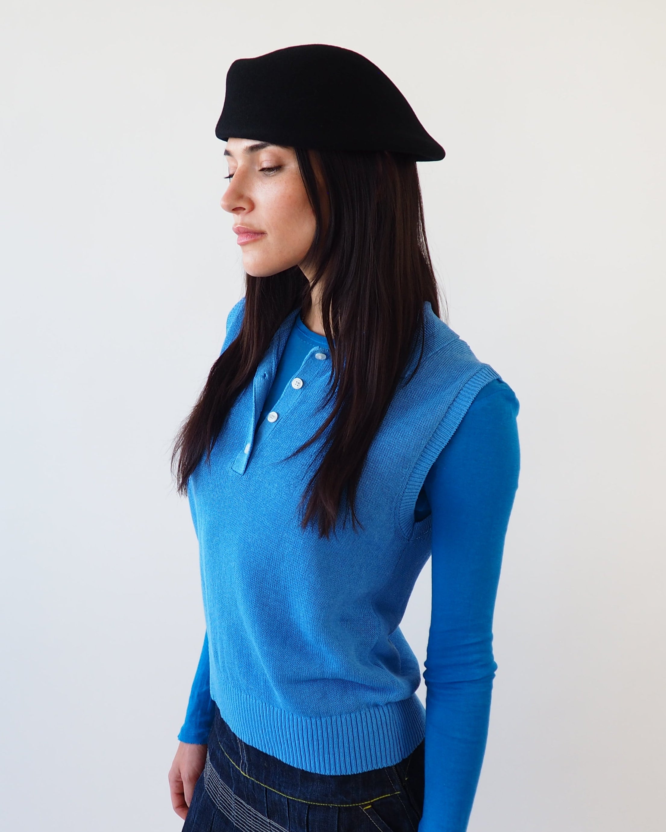 Sazy Beret in Black Wool - CLYDE