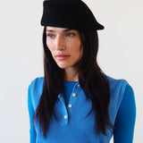 Sazy Beret in Black Wool - CLYDE
