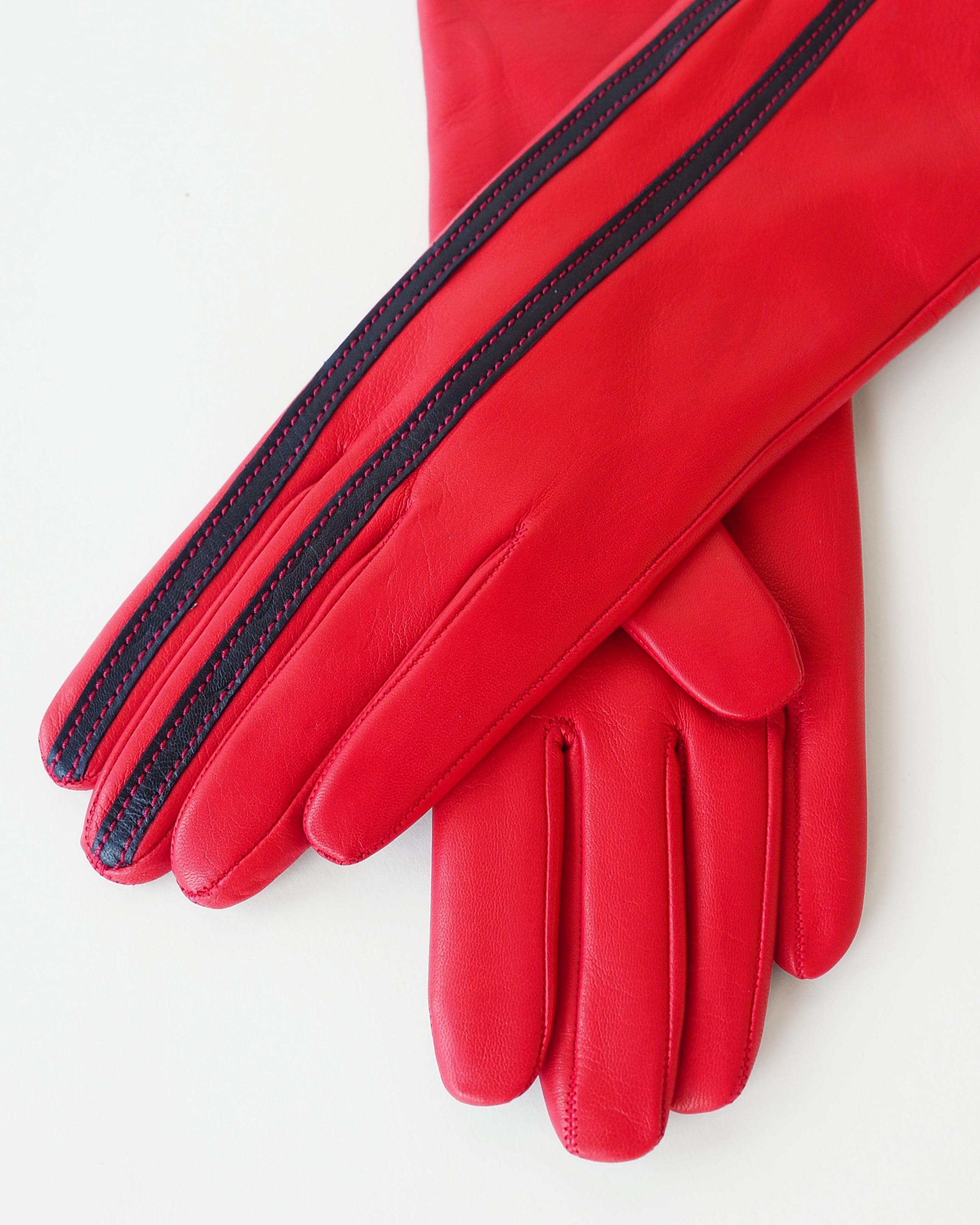 Short Racing Gloves in Racer Red w. Black Stripes - CLYDE