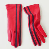 Short Racing Gloves in Racer Red w. Black Stripes - CLYDE