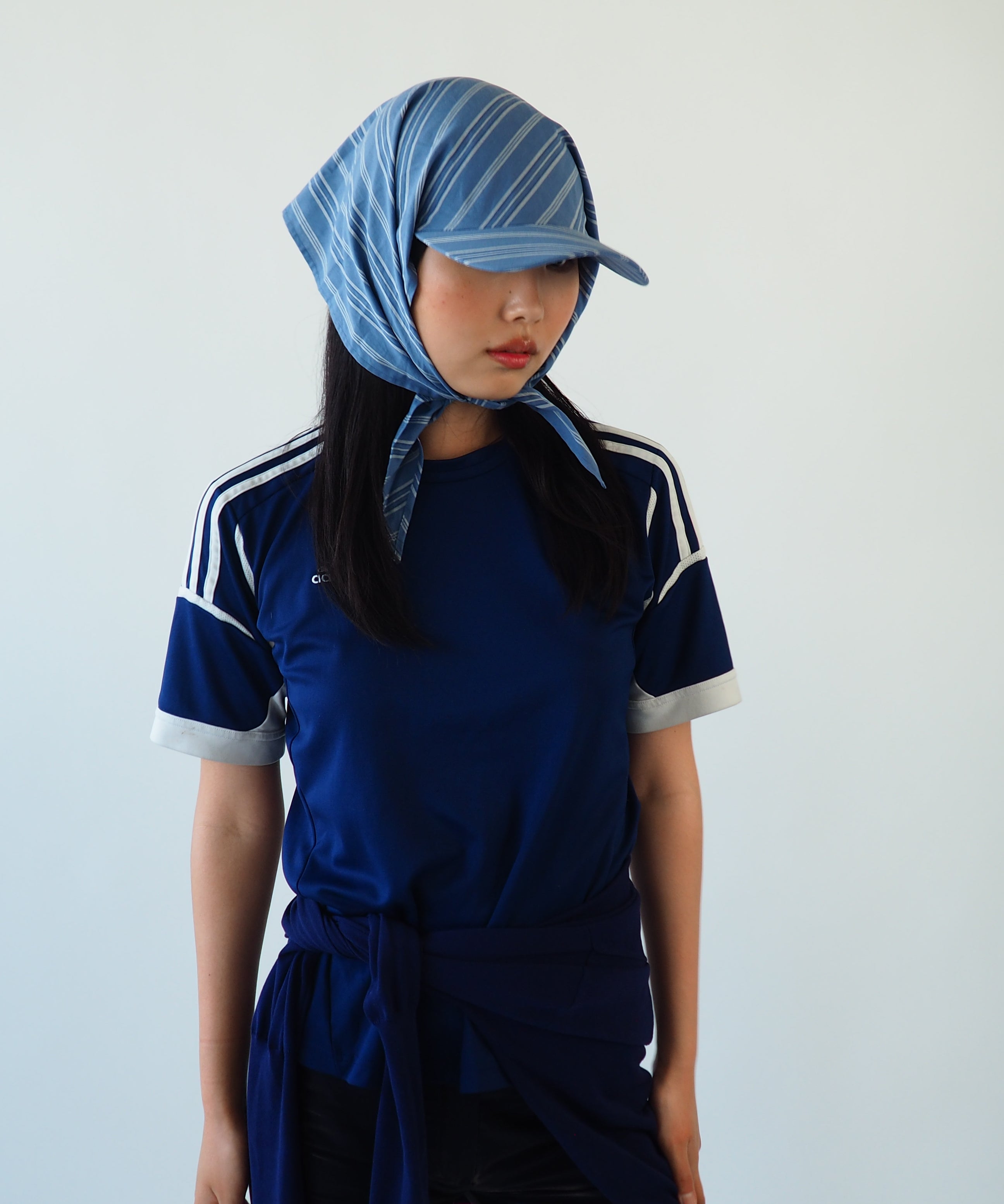 Brim Scarf in Blue Stripe Poplin - CLYDE