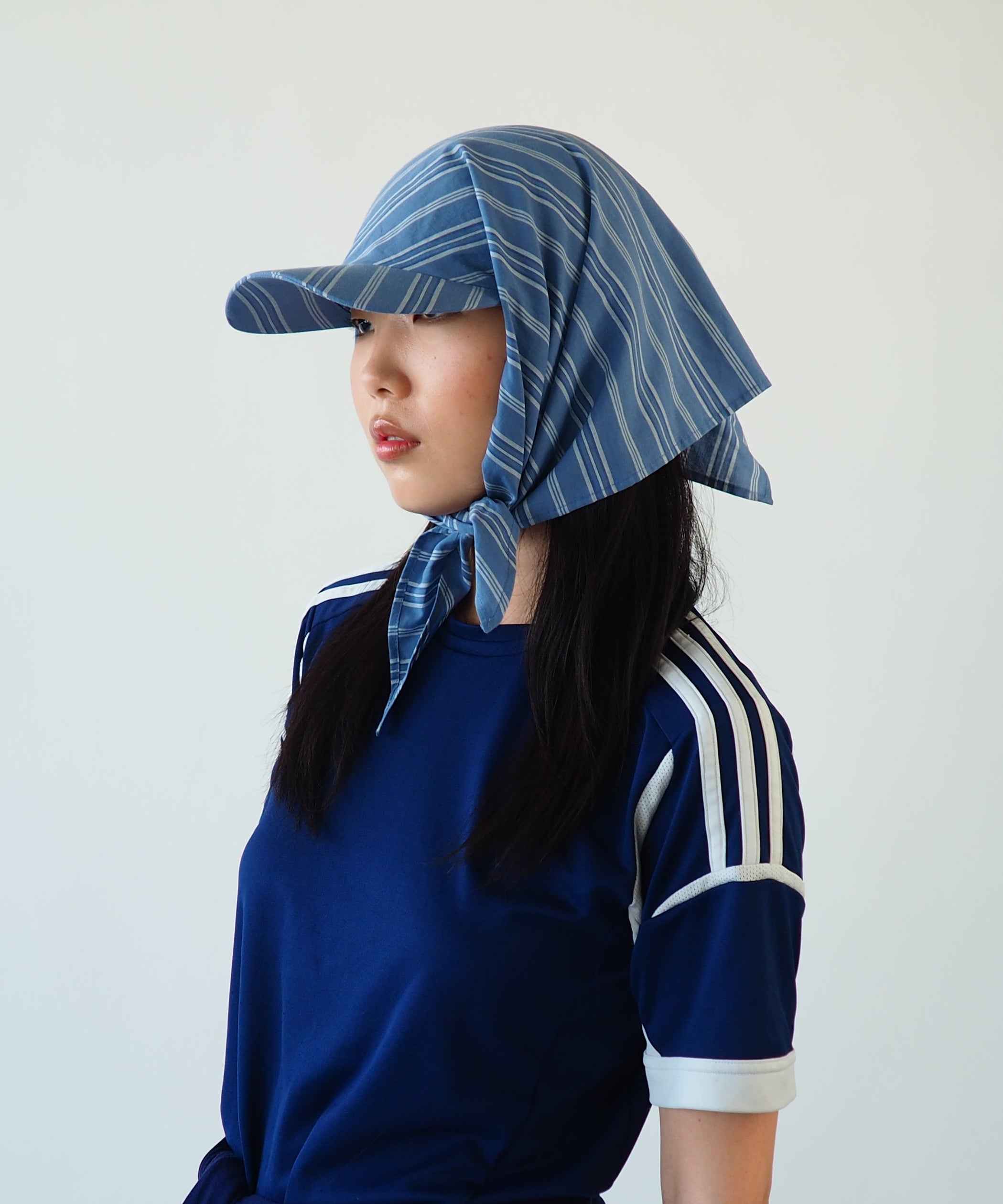 Brim Scarf in Blue Stripe Poplin - CLYDE
