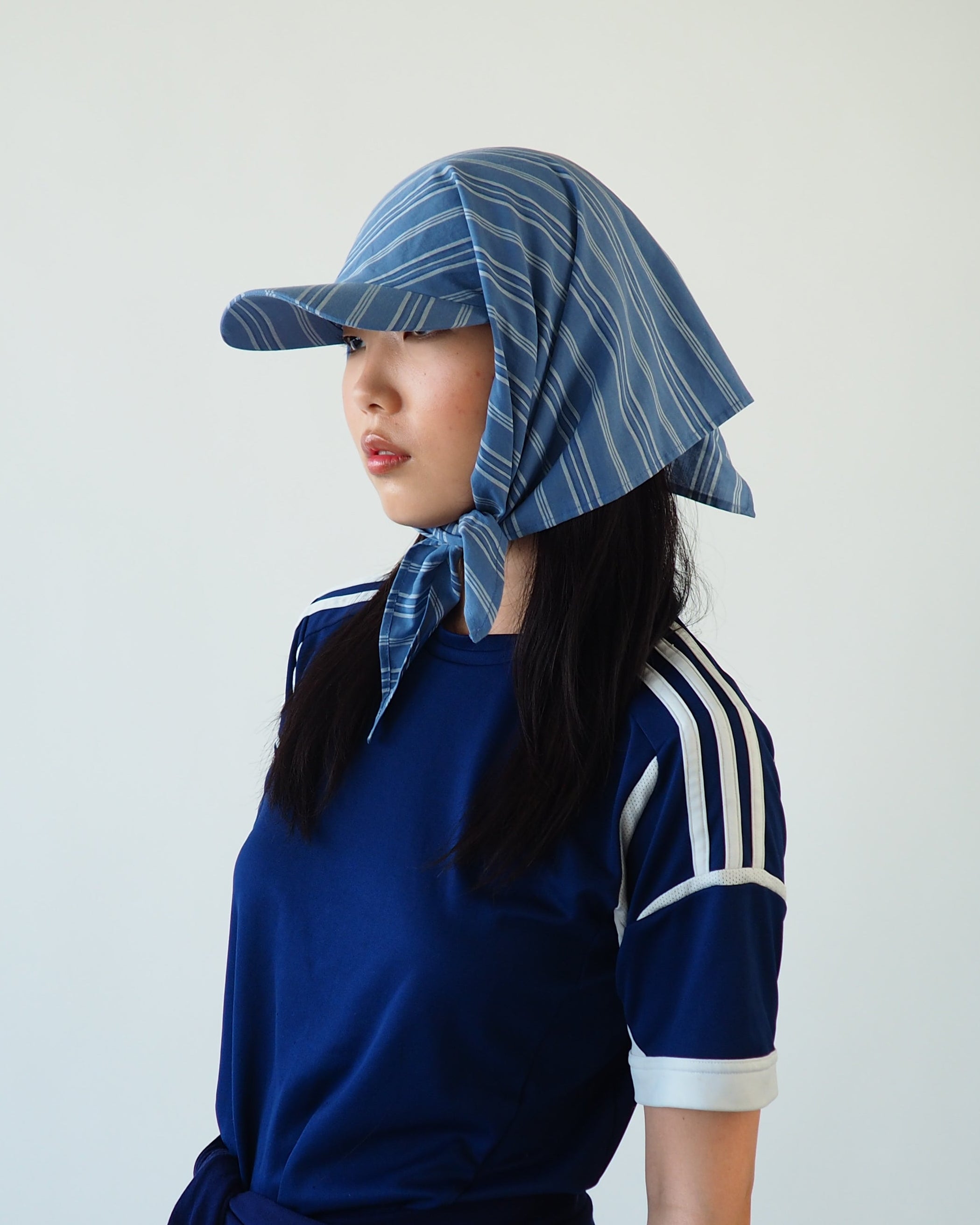Brim Scarf in Blue Stripe Poplin - CLYDE
