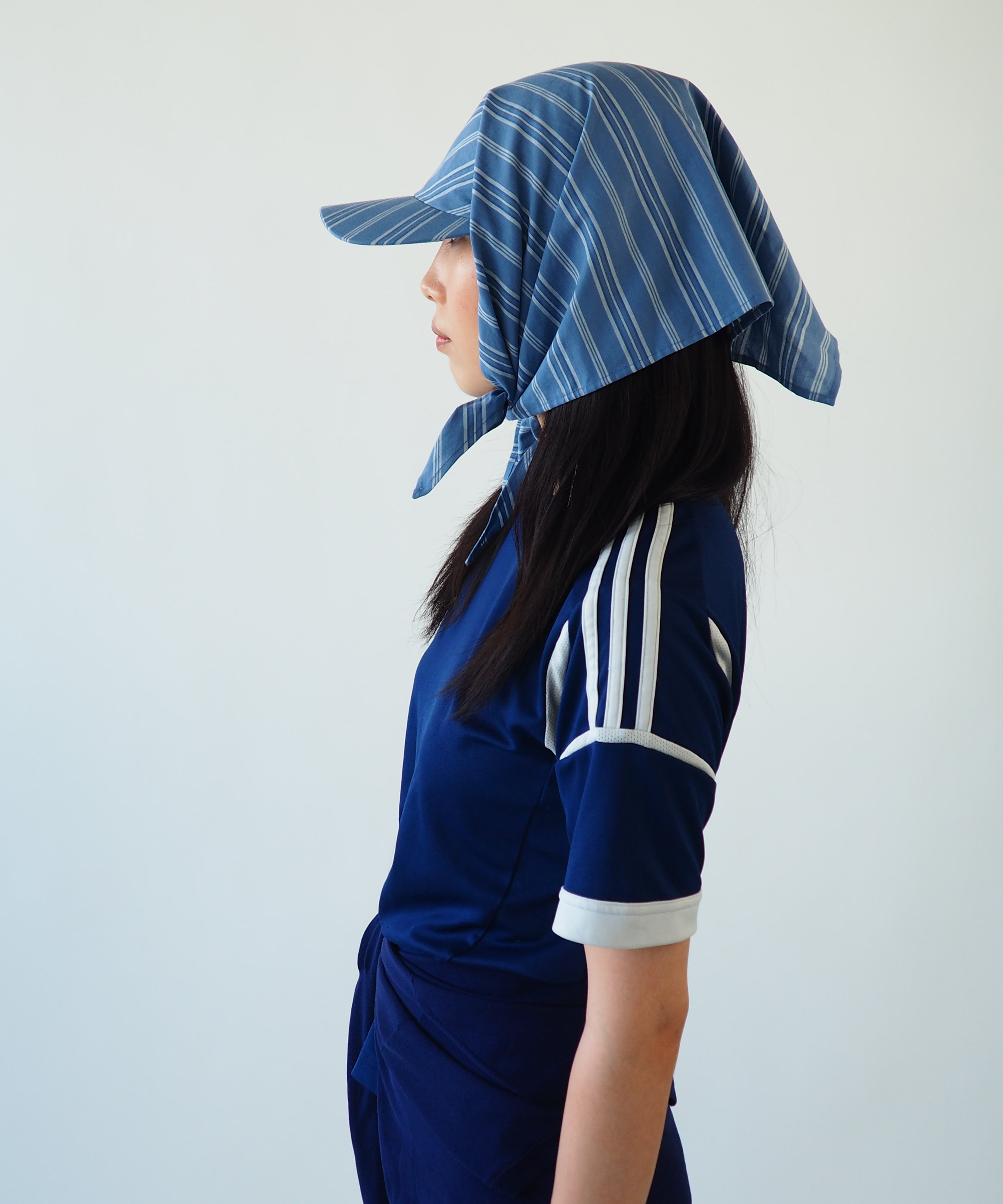 Brim Scarf in Blue Stripe Poplin - CLYDE