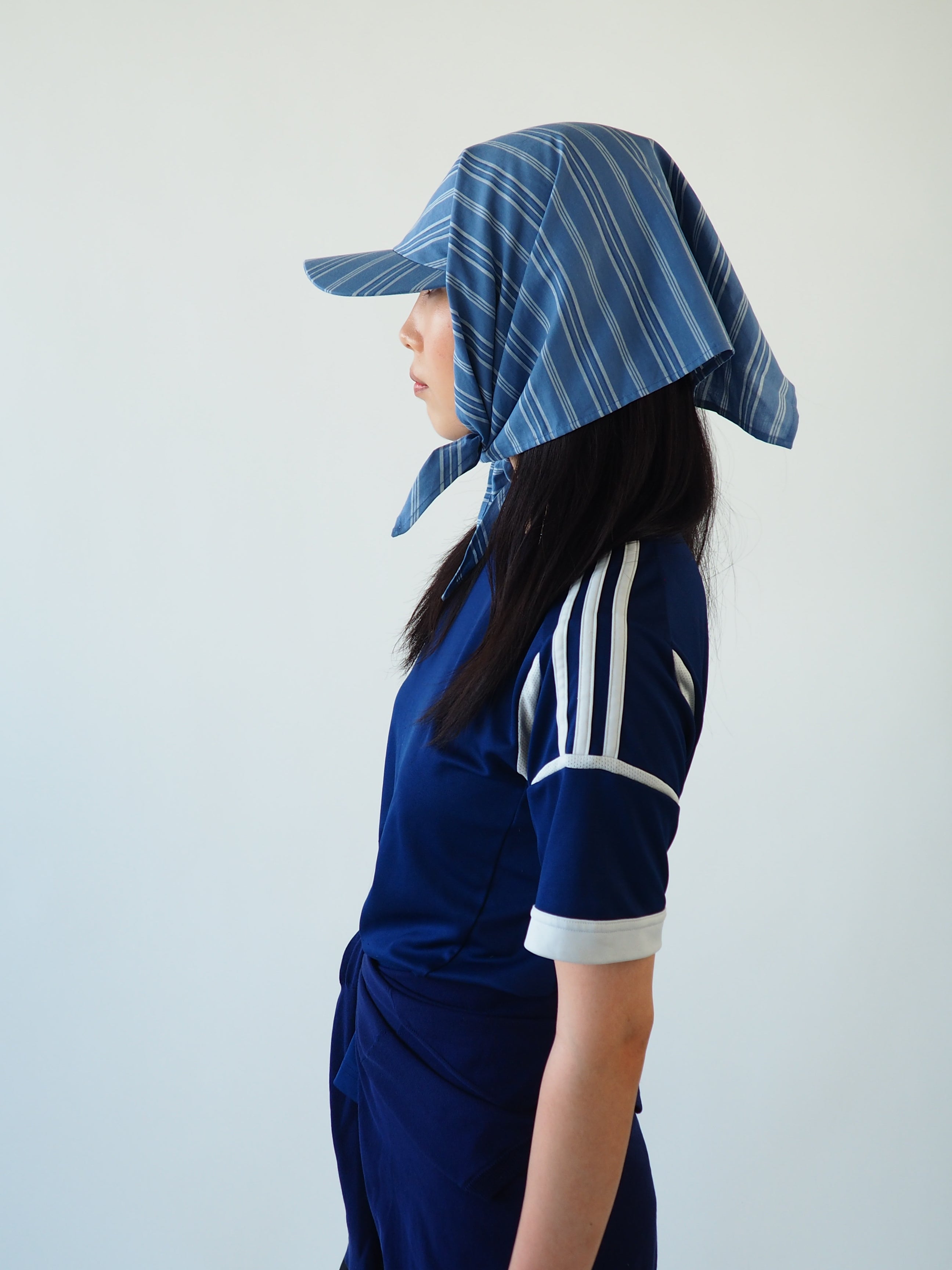 Brim Scarf in Blue Stripe Poplin - CLYDE