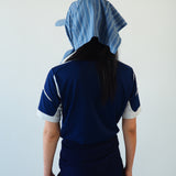 Brim Scarf in Blue Stripe Poplin - CLYDE