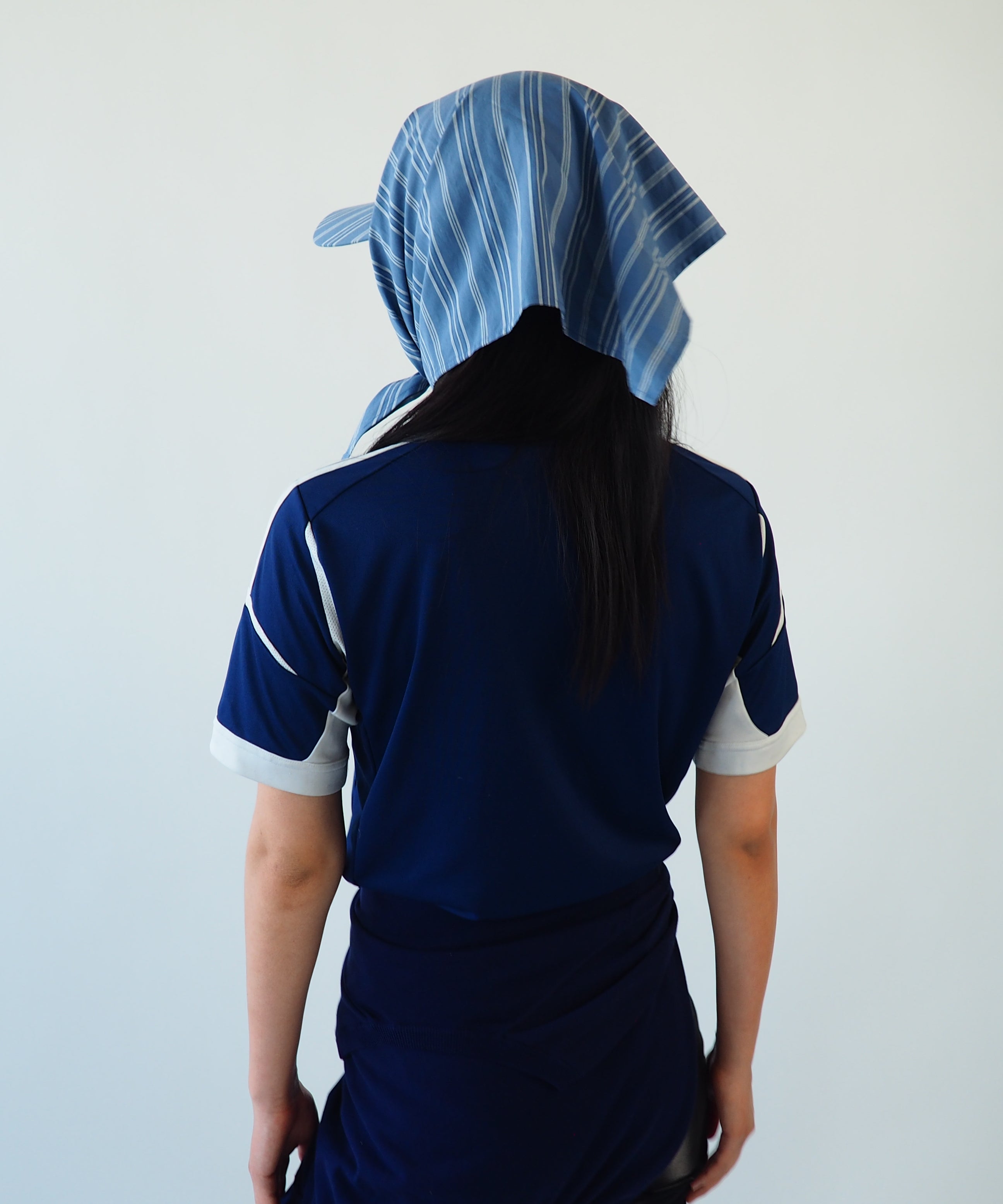 Brim Scarf in Blue Stripe Poplin - CLYDE