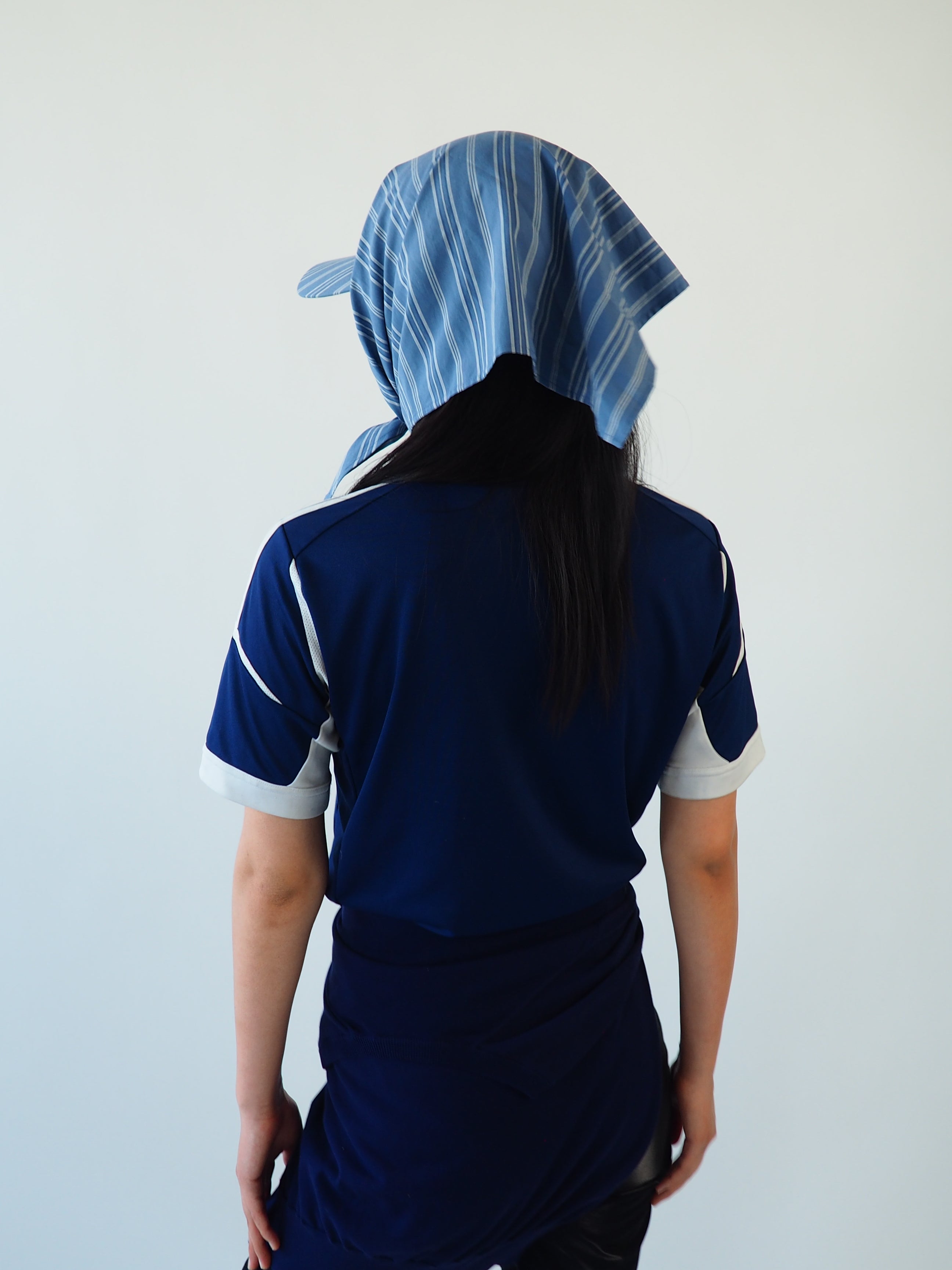 Brim Scarf in Blue Stripe Poplin - CLYDE