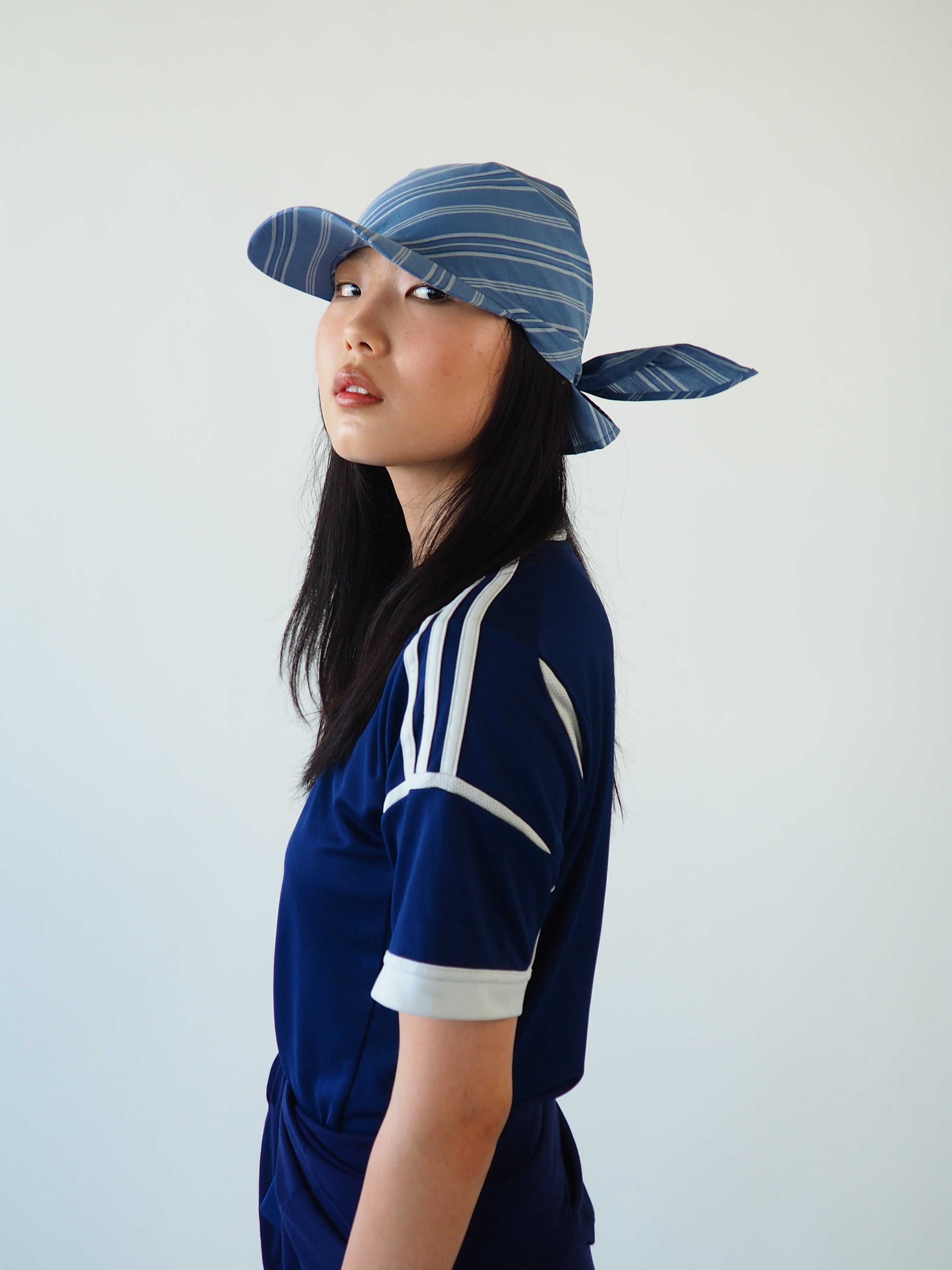 Brim Scarf in Blue Stripe Poplin - CLYDE