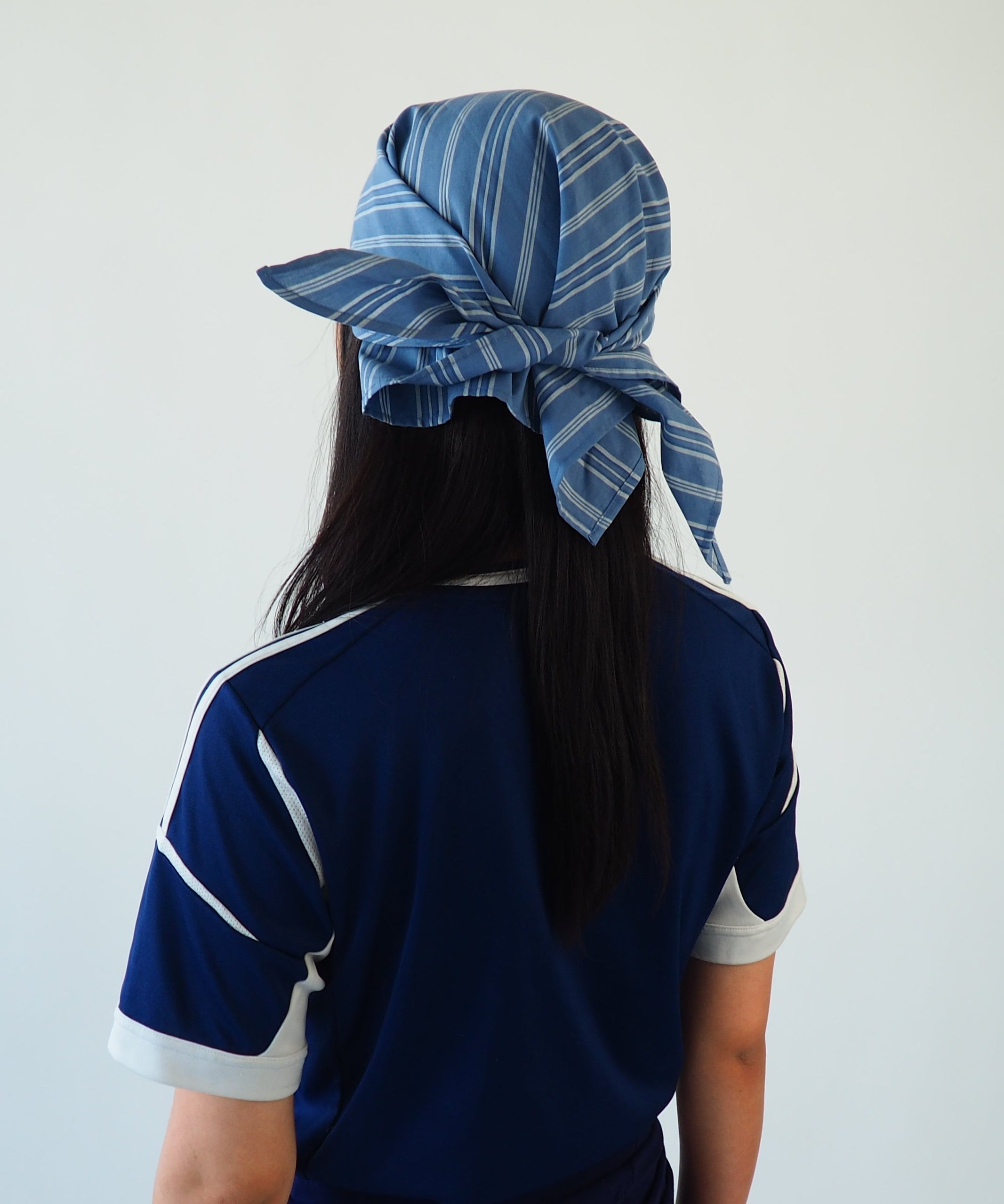 Brim Scarf in Blue Stripe Poplin - CLYDE