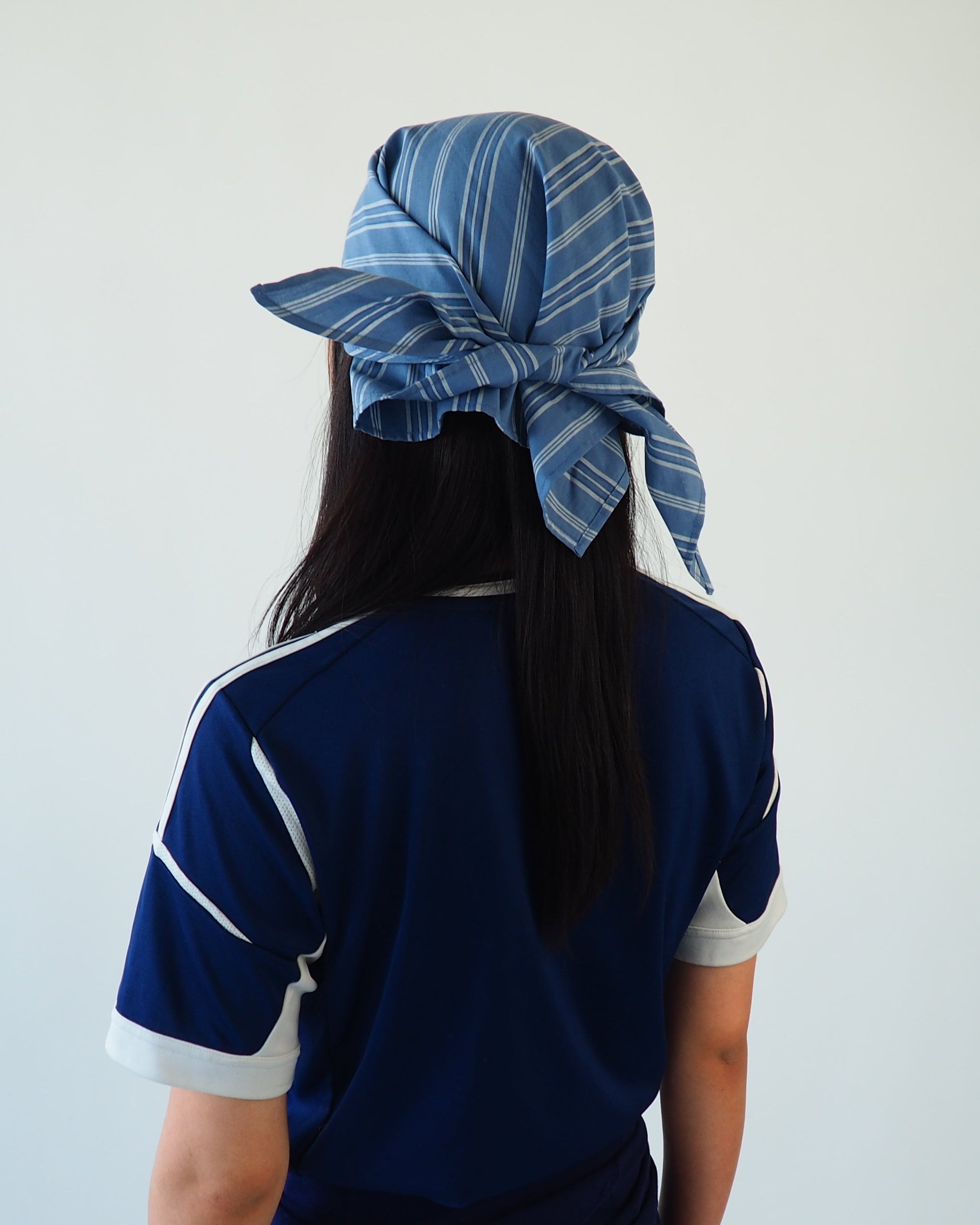Brim Scarf in Blue Stripe Poplin - CLYDE