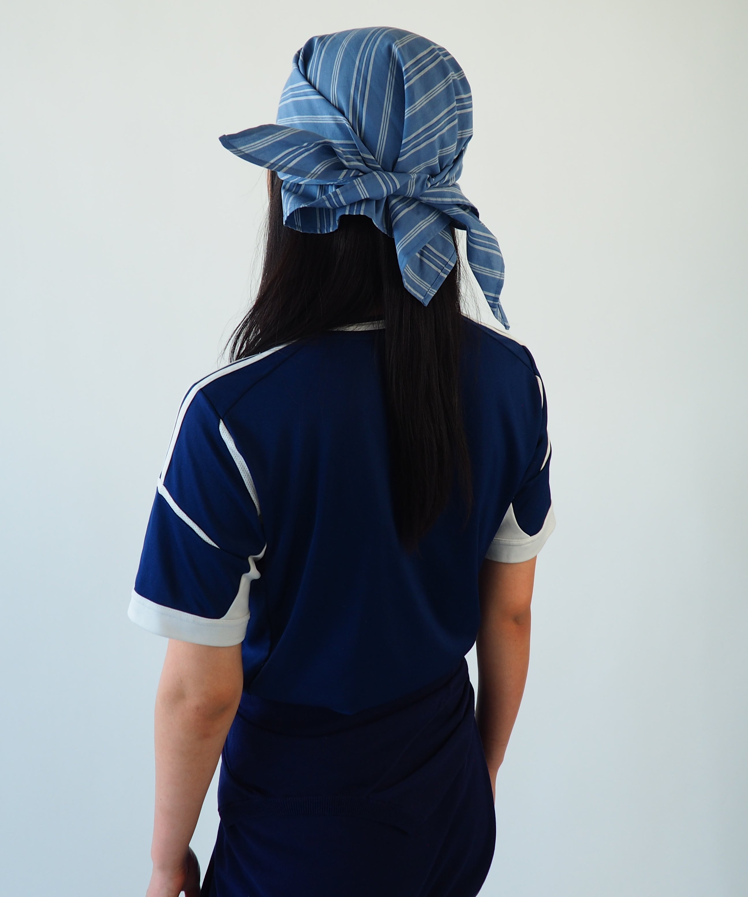 Brim Scarf in Blue Stripe Poplin - CLYDE