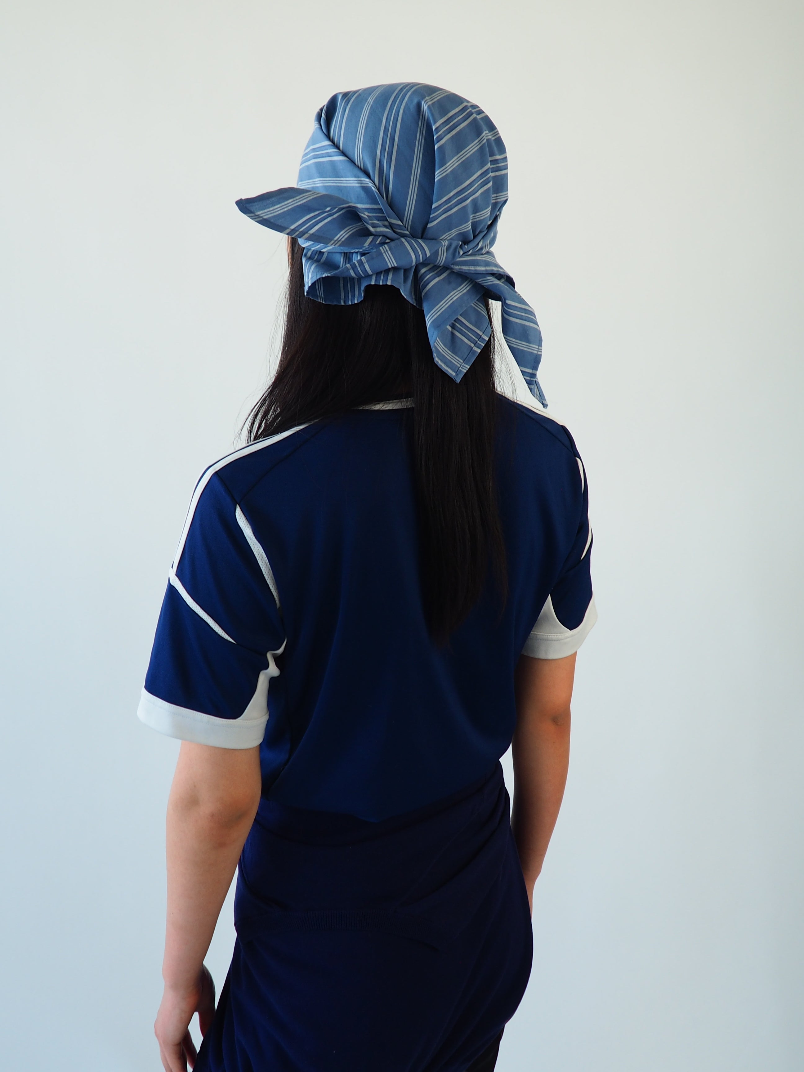 Brim Scarf in Blue Stripe Poplin - CLYDE