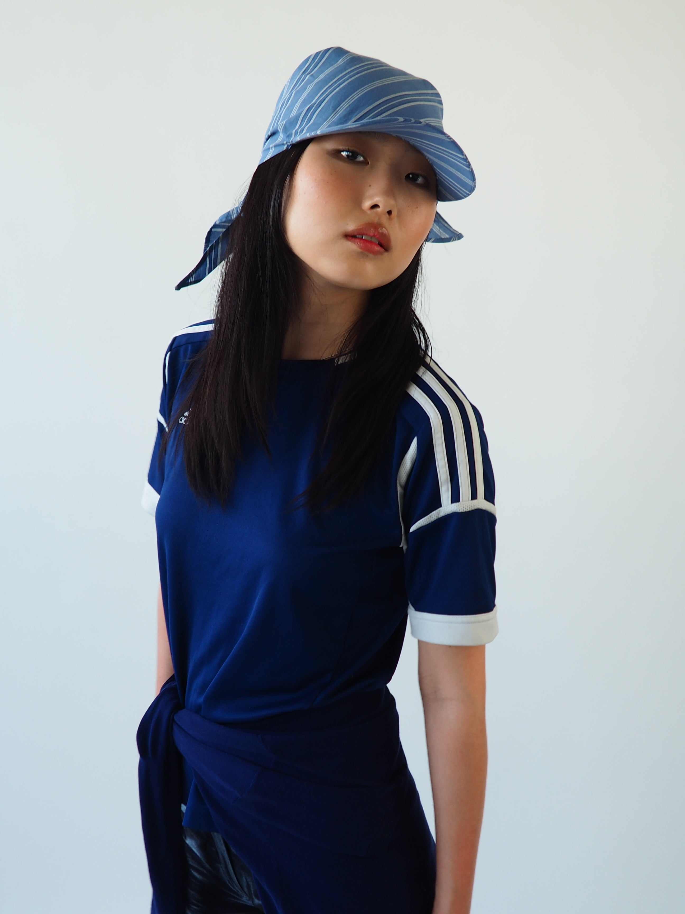 Brim Scarf in Blue Stripe Poplin - CLYDE