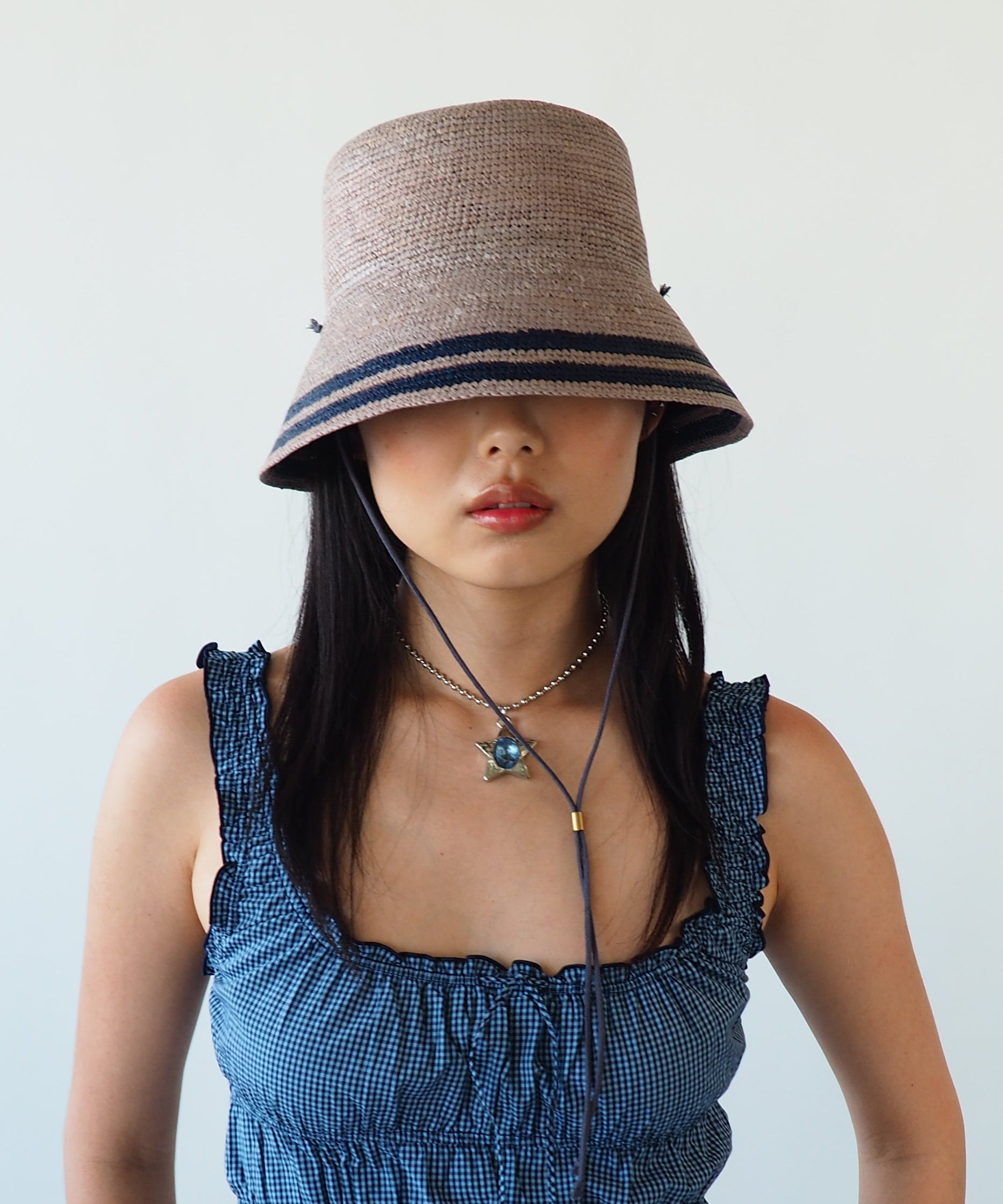 Aries Hat in Grey w. Navy Stripes - CLYDE