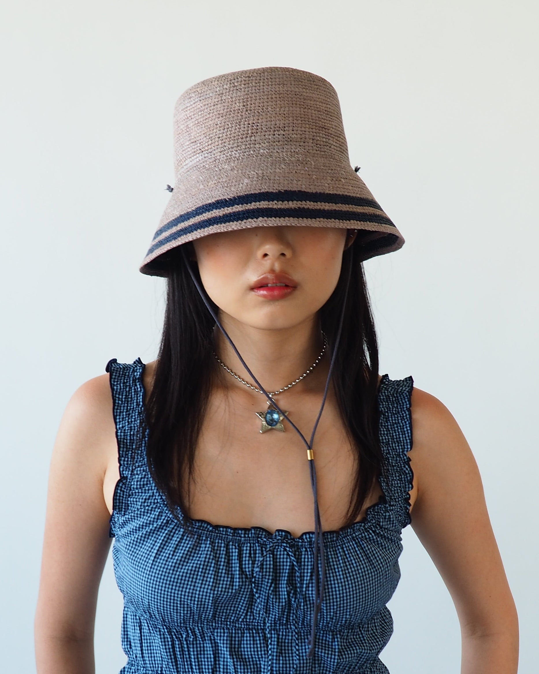 Aries Hat in Grey w. Navy Stripes - CLYDE