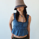 Aries Hat in Grey w. Navy Stripes - CLYDE
