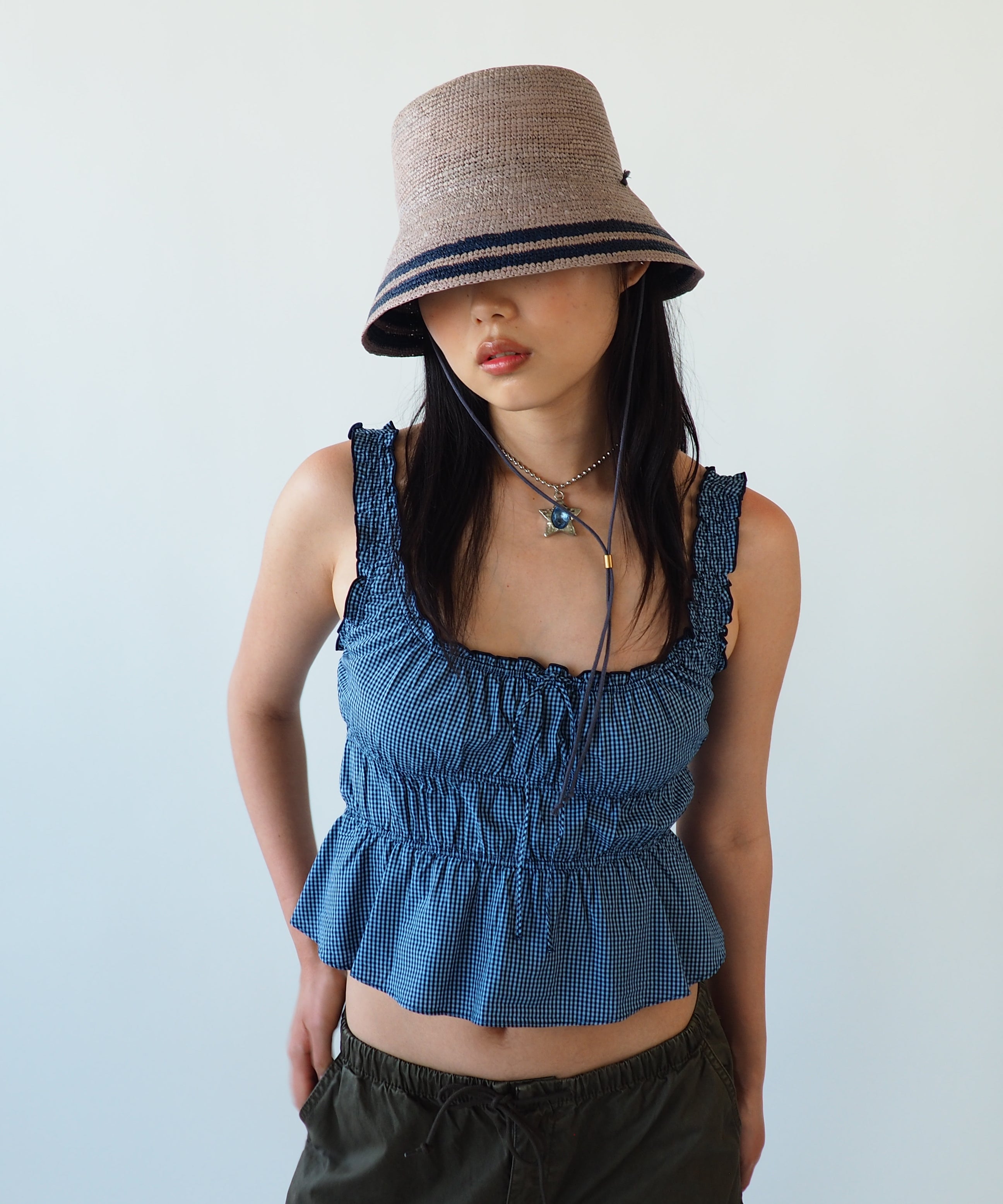 Aries Hat in Grey w. Navy Stripes - CLYDE