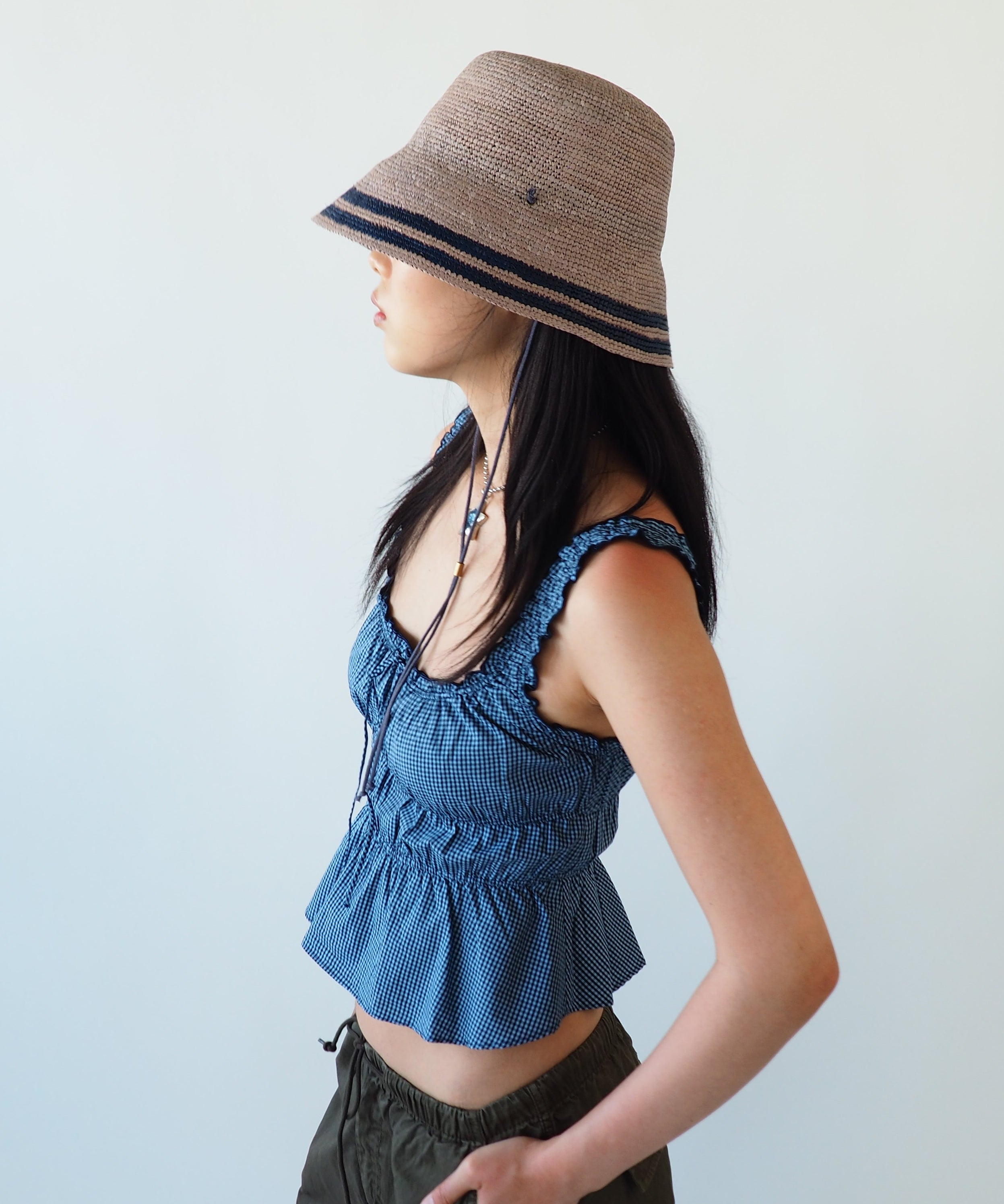 Aries Hat in Grey w. Navy Stripes - CLYDE