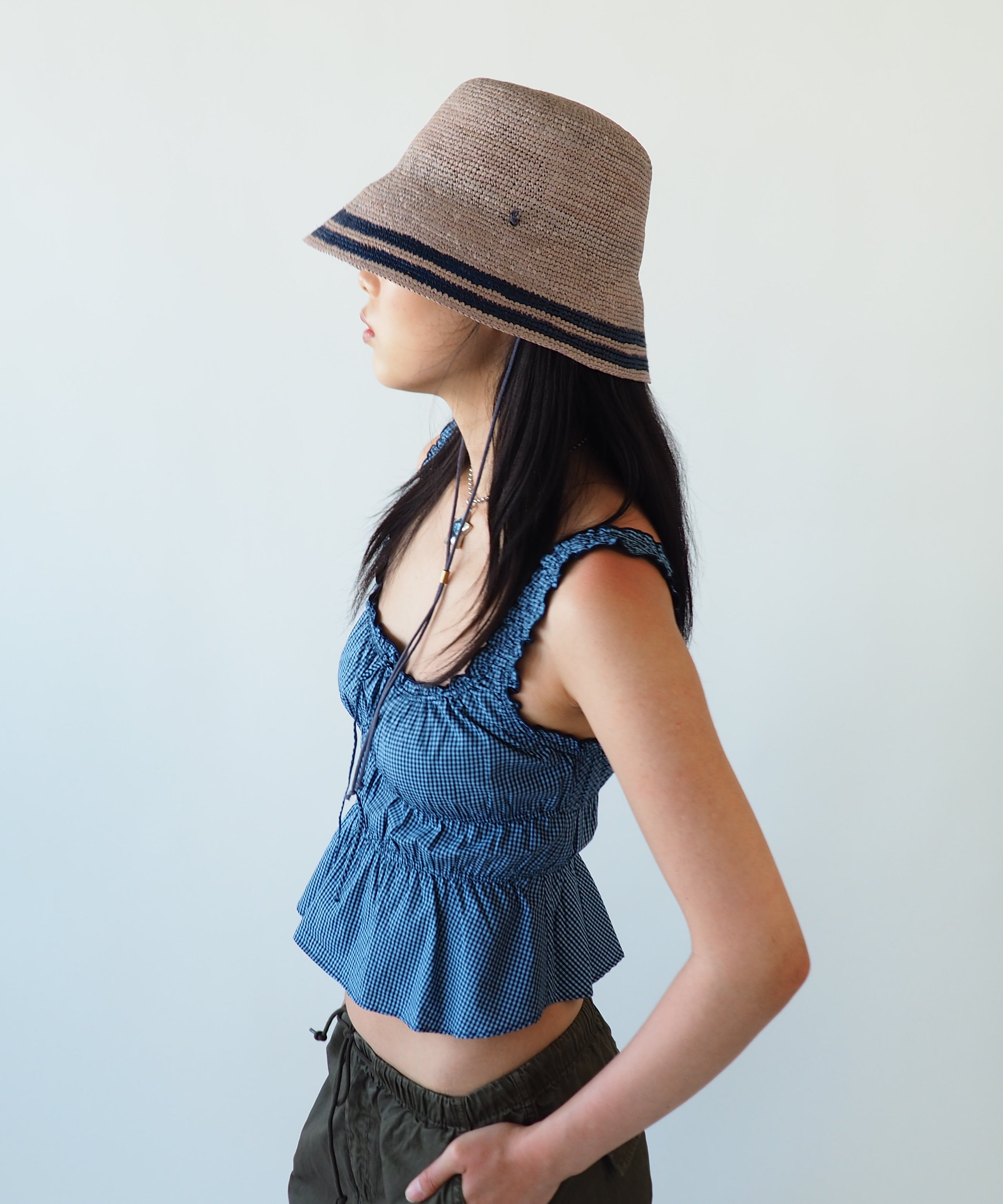 Aries Hat in Grey w. Navy Stripes - CLYDE