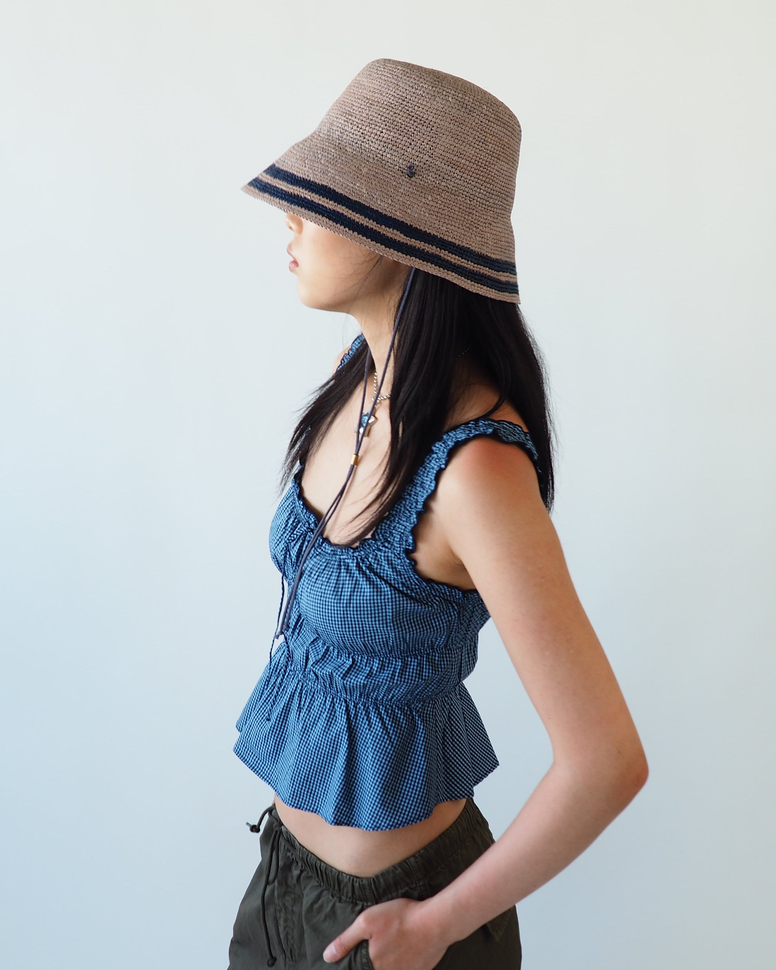 Aries Hat in Grey w. Navy Stripes - CLYDE