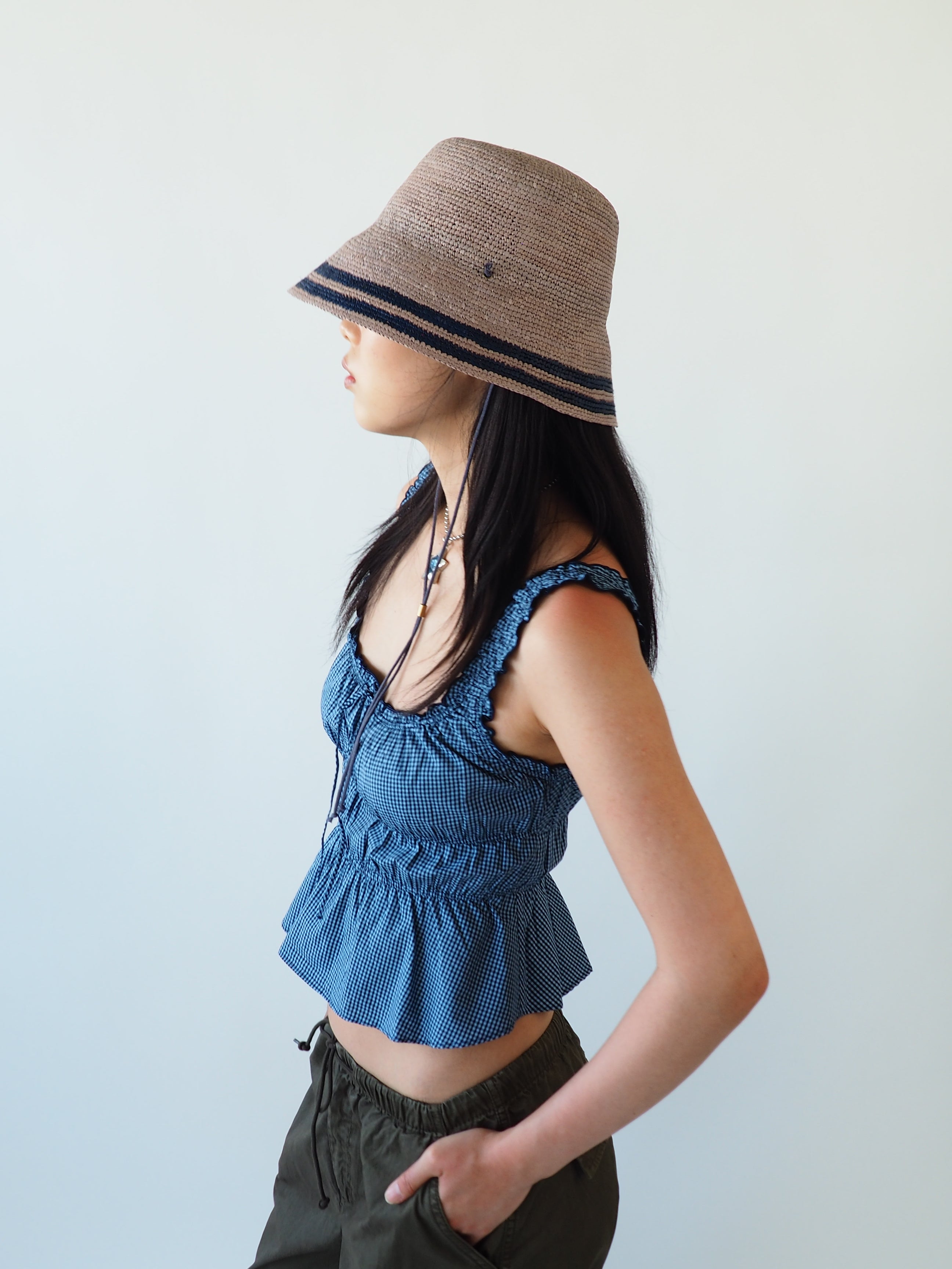 Aries Hat in Grey w. Navy Stripes - CLYDE