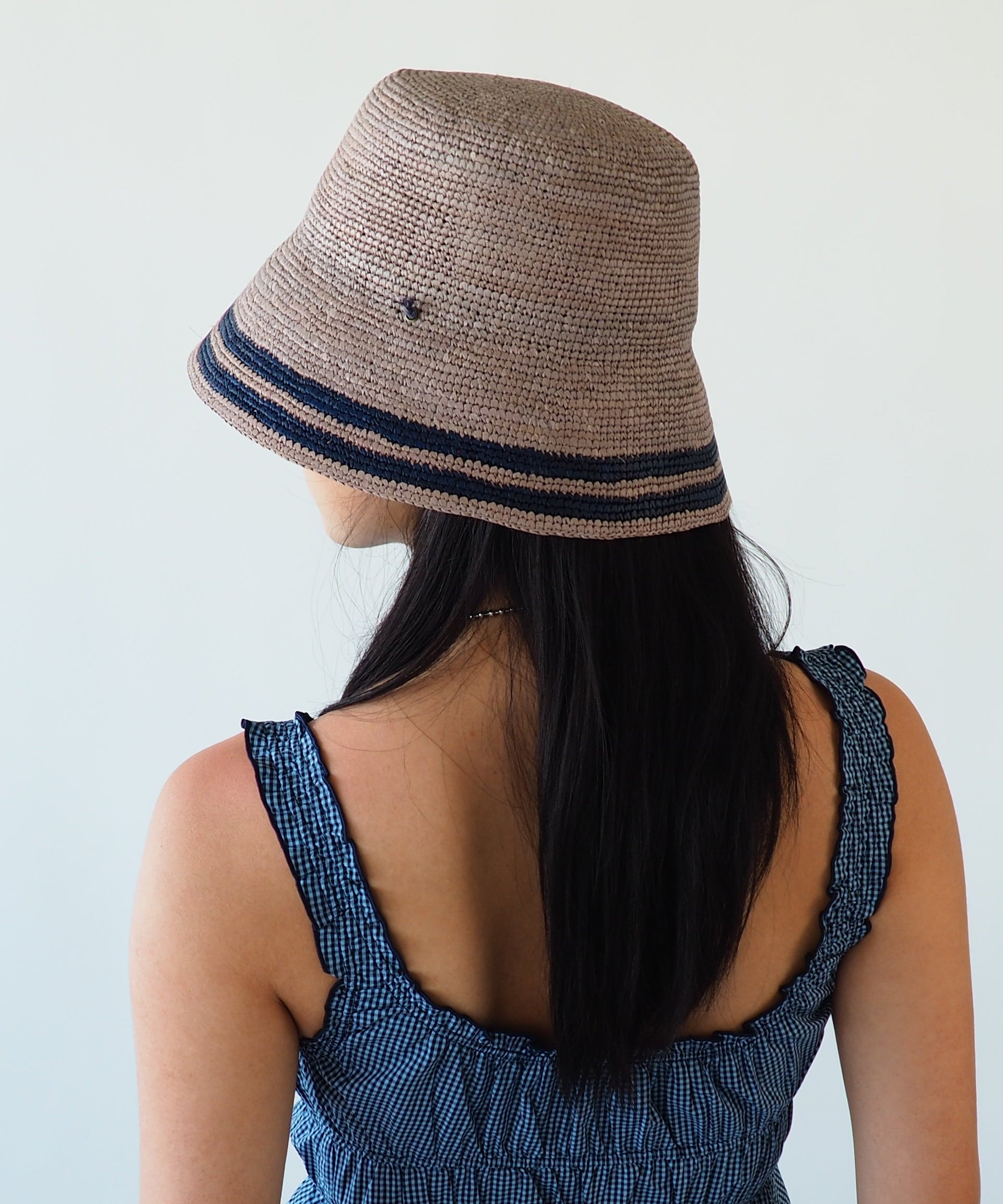 Aries Hat in Grey w. Navy Stripes - CLYDE